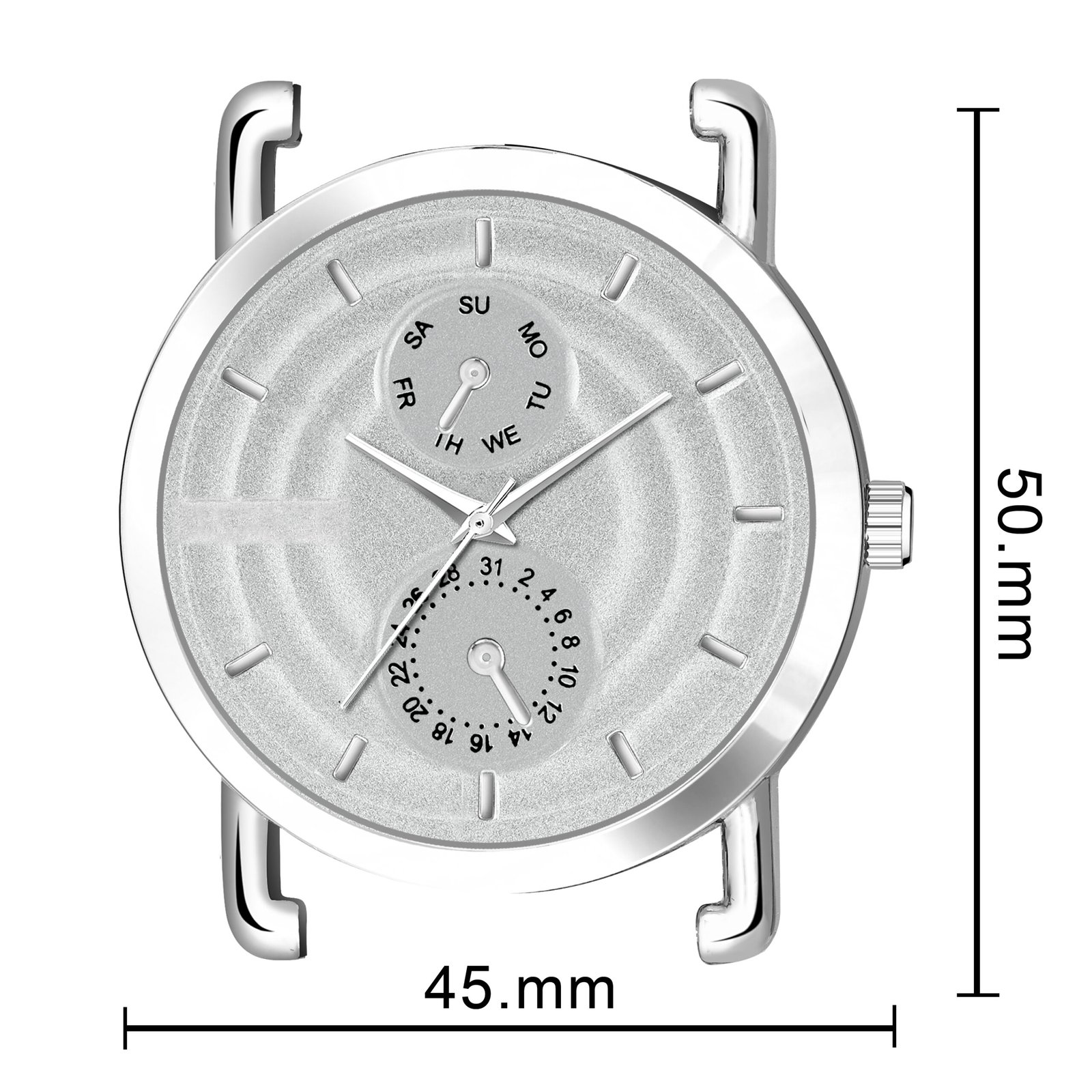 Silver 3D Embossed Stainless Steel Analog Watch For Men LR124