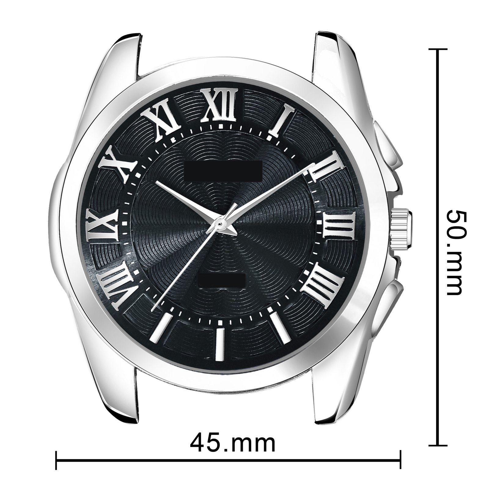 Black 3D Roman Stainless Steel Analog Watch For Men LR125