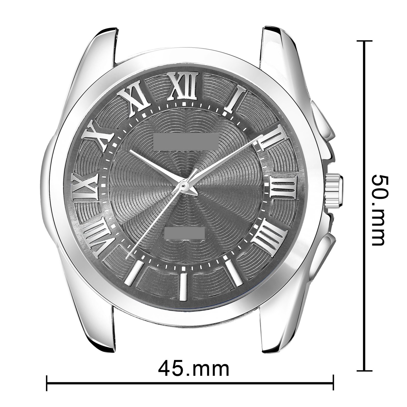 Silver 3D Roman Stainless Steel Analog Watch For Men LR128