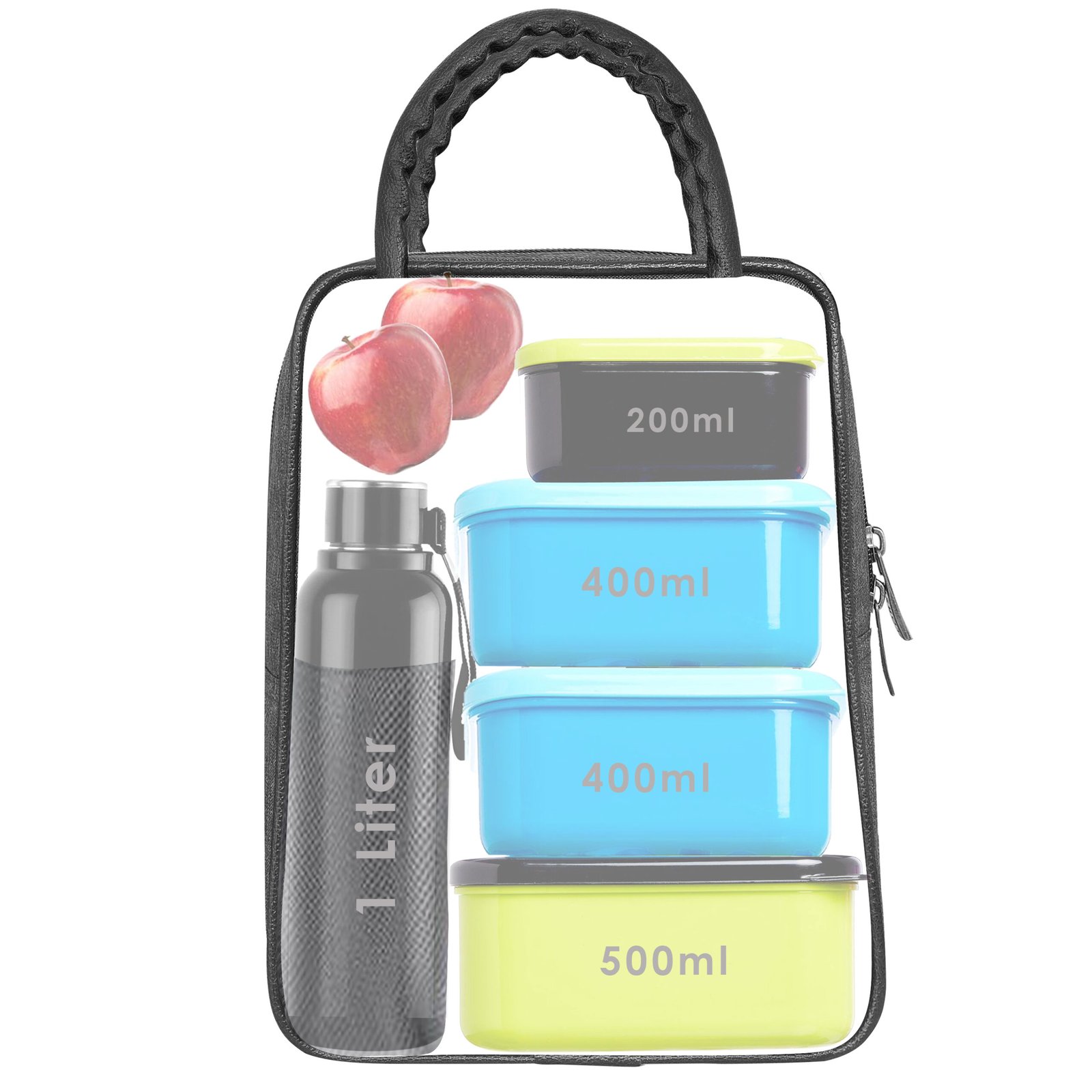 Blue Linen Textured Insulated Tiffin Bag TB01