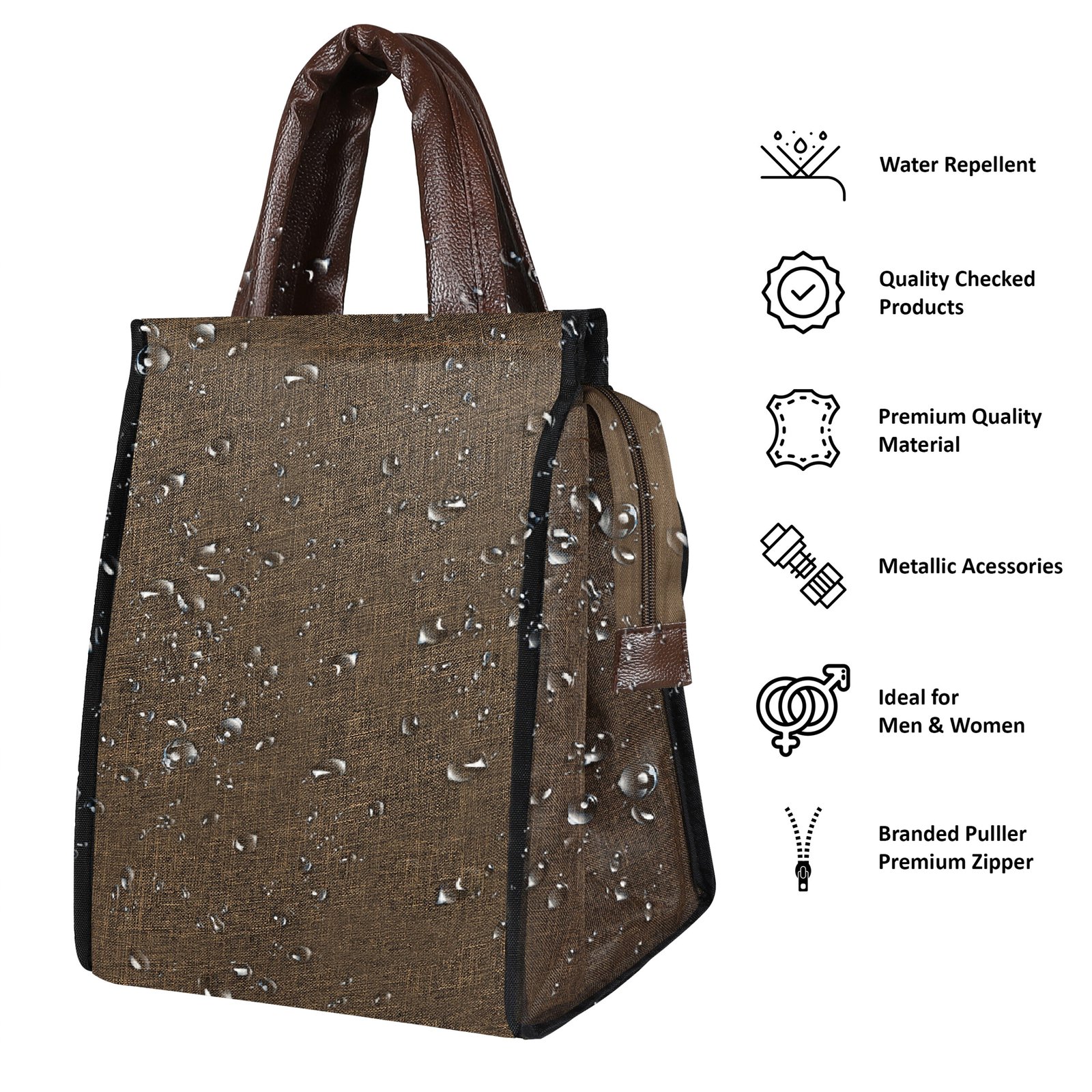Khaki Linen Textured Insulated Tiffin Bag TB09