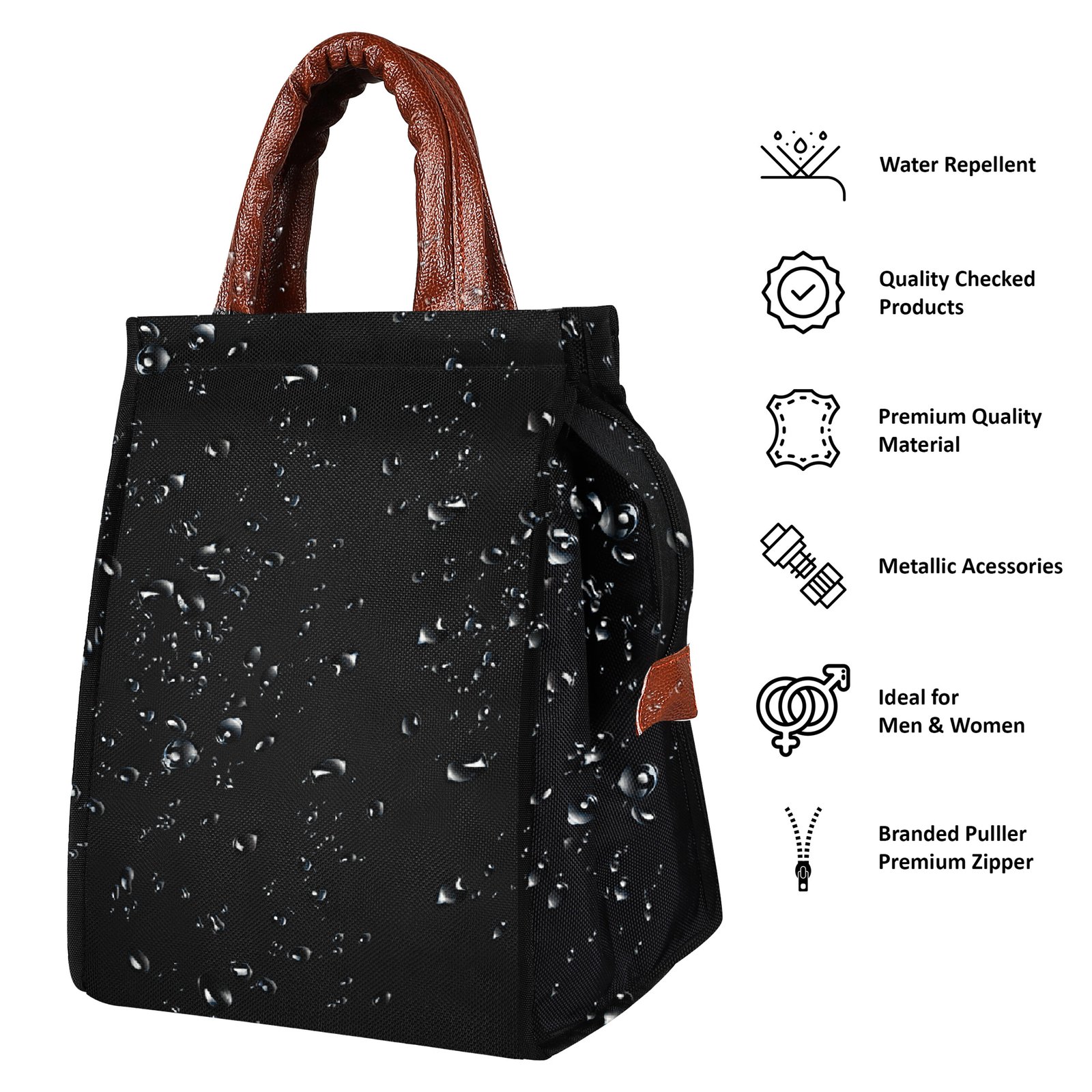 Black PVC Coated Matty Insulated Tiffin Bag TB11