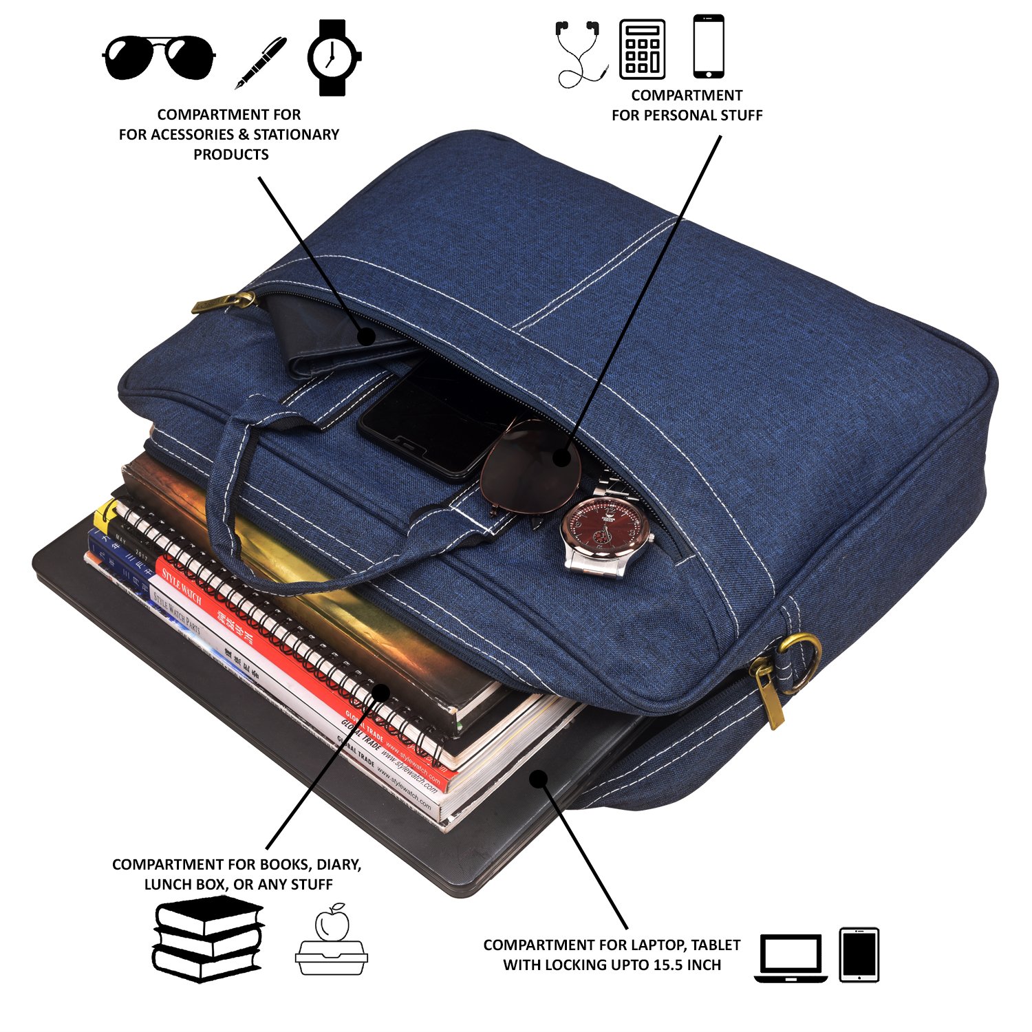 Blue Color Linen 10L Messenger Bag BG38