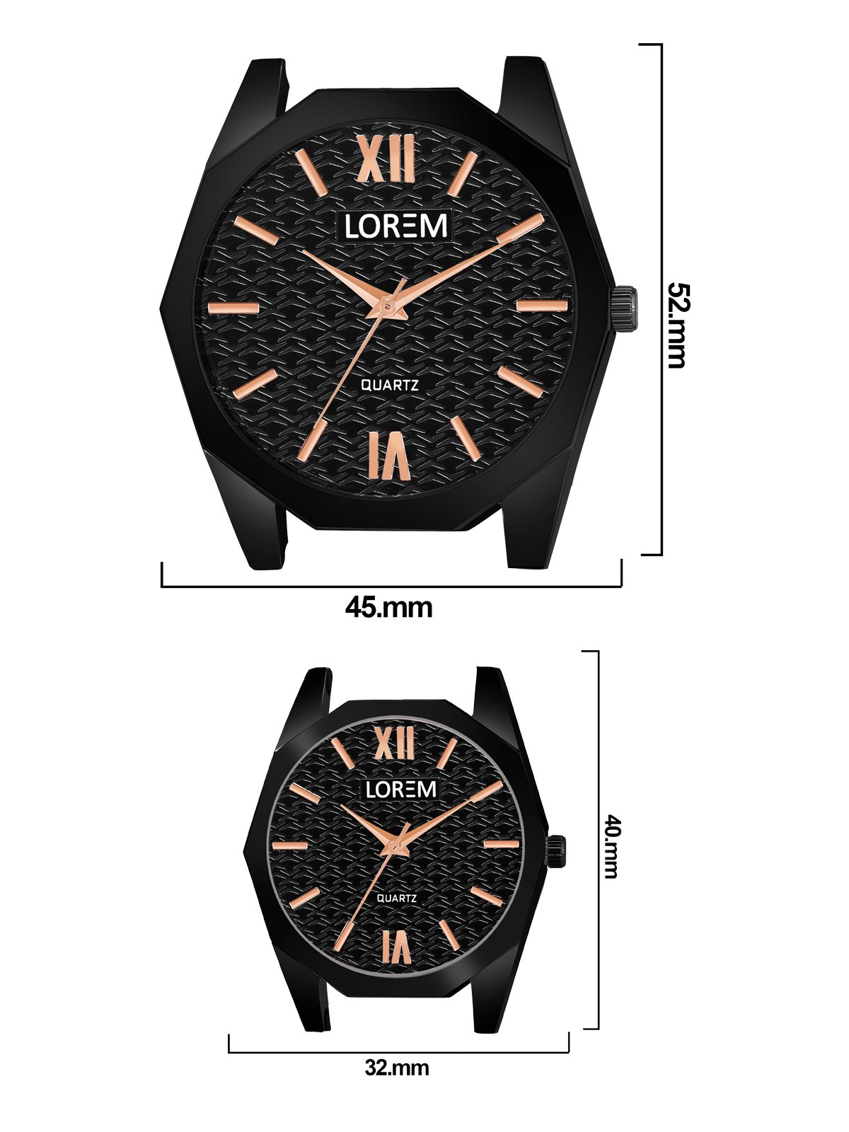 Black 3d embossed Dial Analog Watch For Lovely Couple LR81-LR328