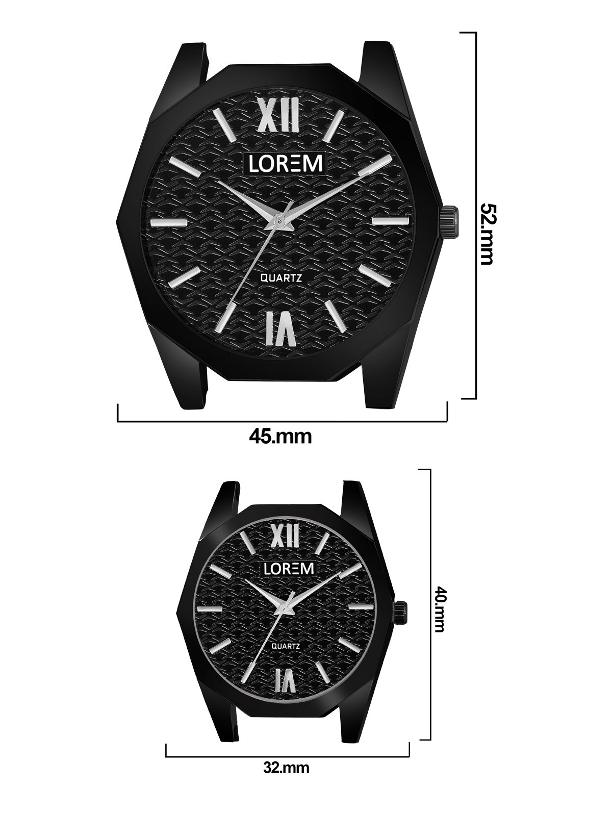 Black 3d embossed Dial Analog Watch For Lovely Couple LR82-LR329