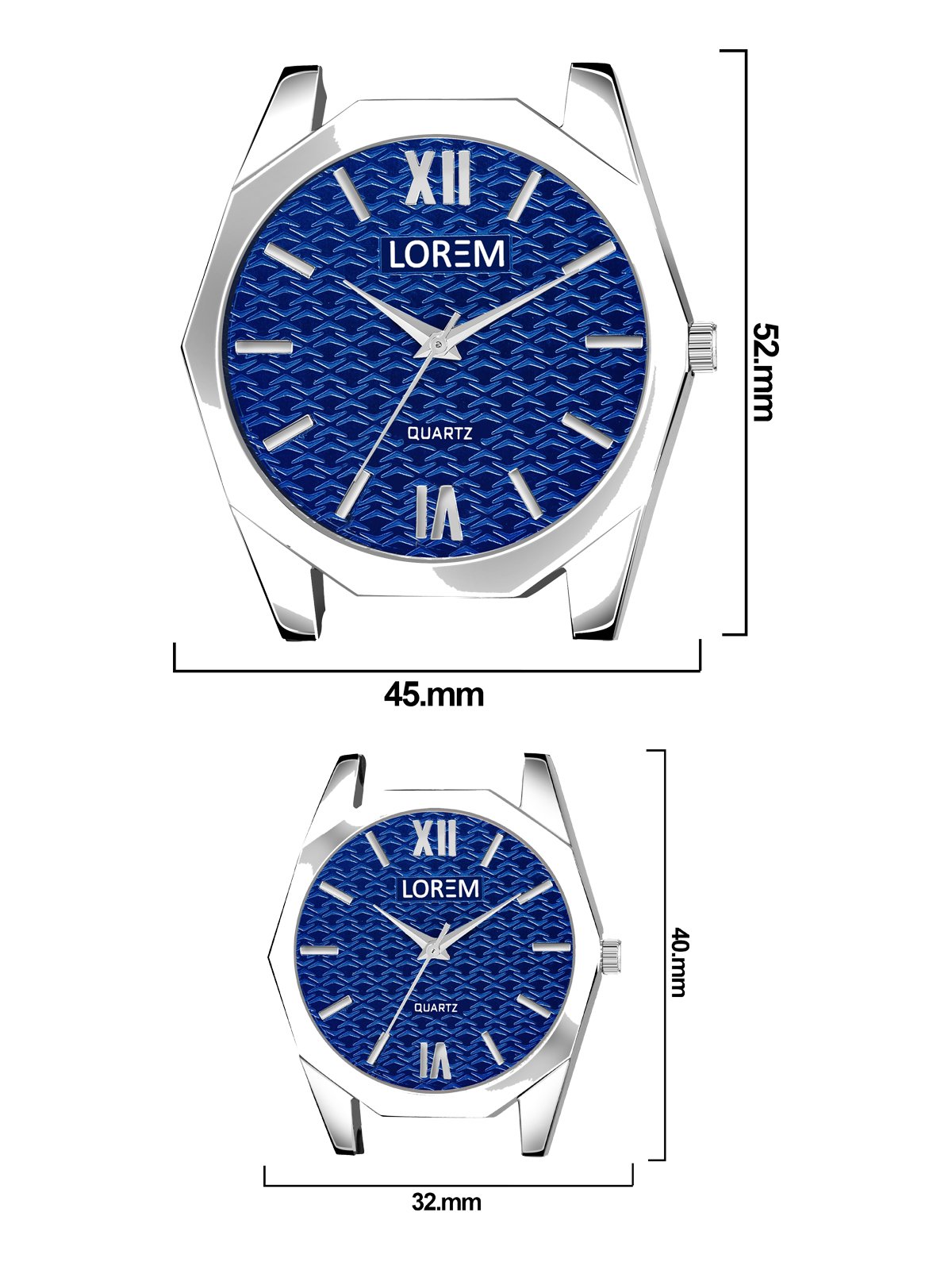 Blue 3d embossed Dial Analog Watch For Lovely Couple LR86-LR333