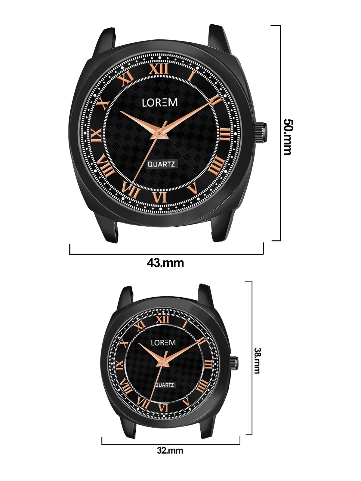 Black Cubic Designer Printed Dial Analog Watch For Lovely Couple LR87-LR334