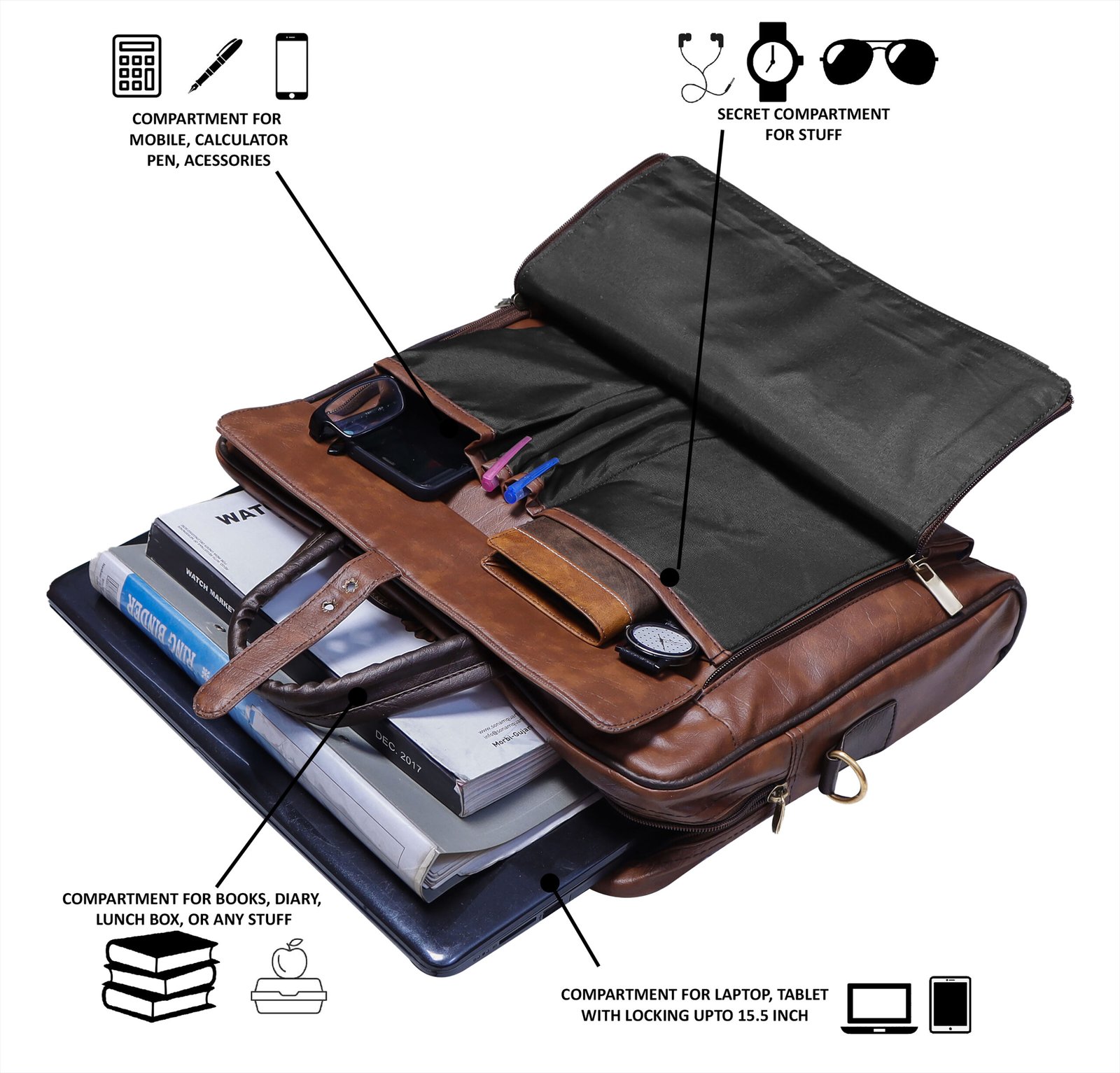 Tan Color Faux Leather 10L Messenger Bag BG53