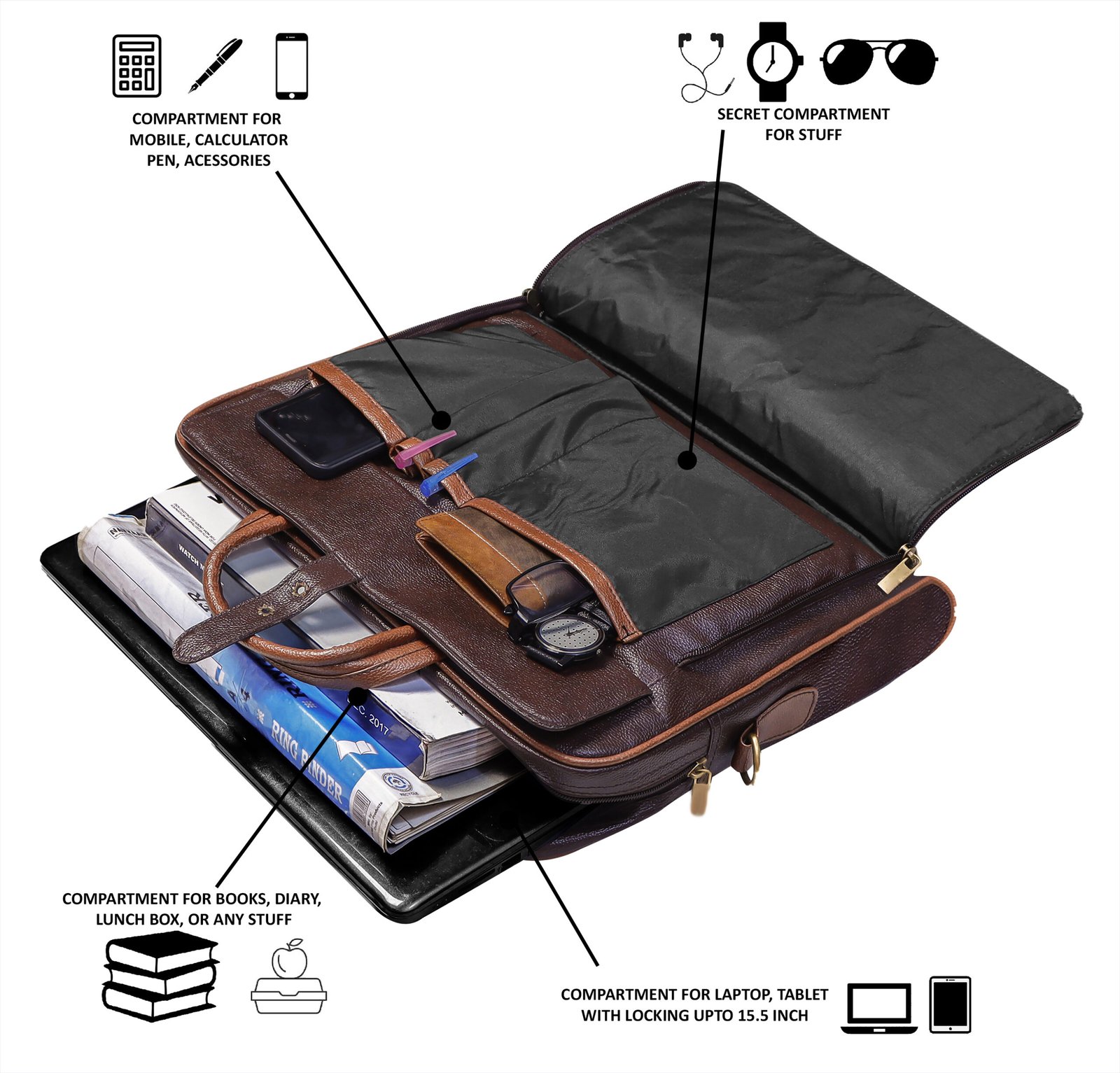 Brown Color Faux Leather 10L Messenger Bag BG55