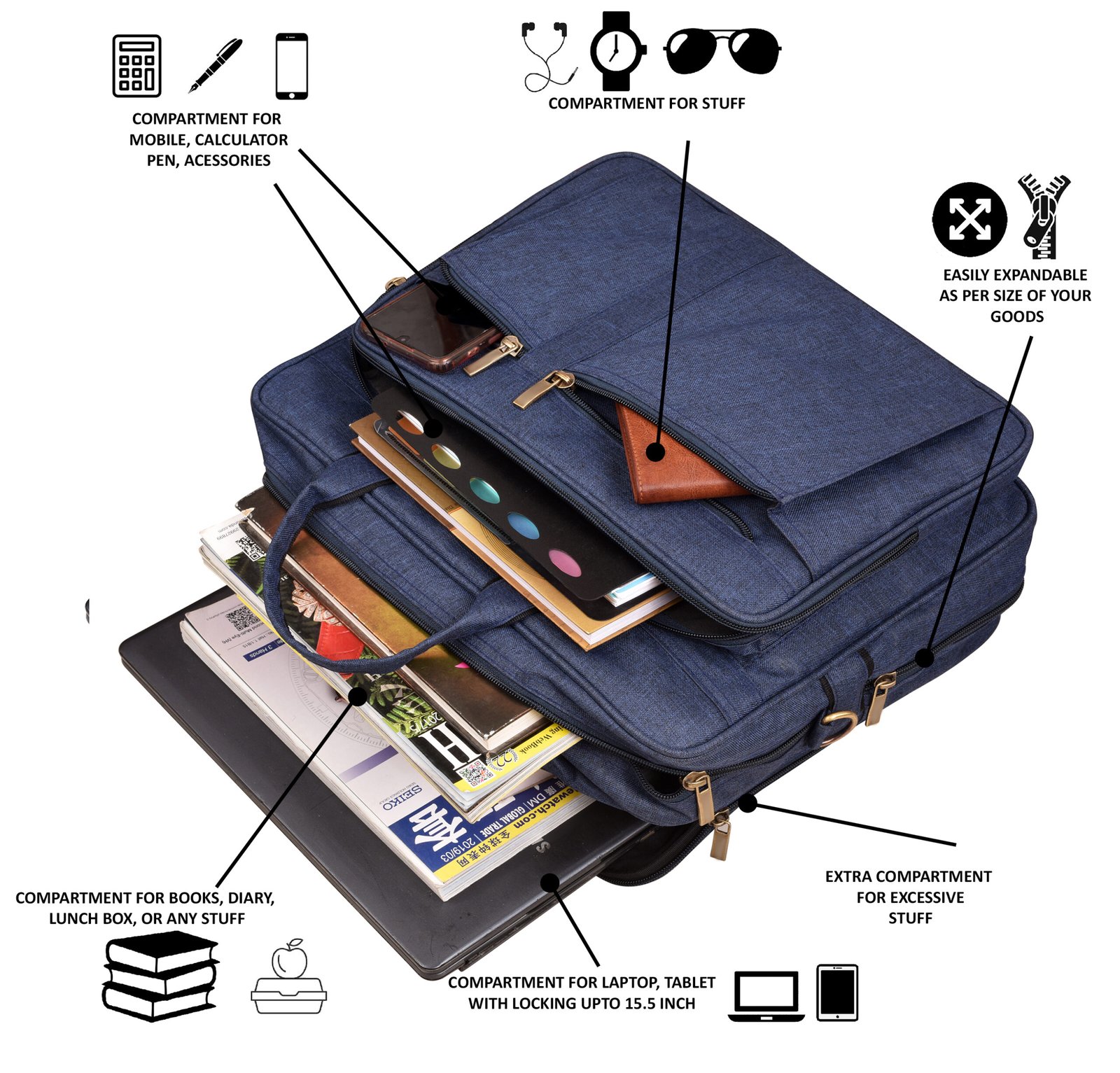 Blue Color Linen 28L Messenger Bag BG64