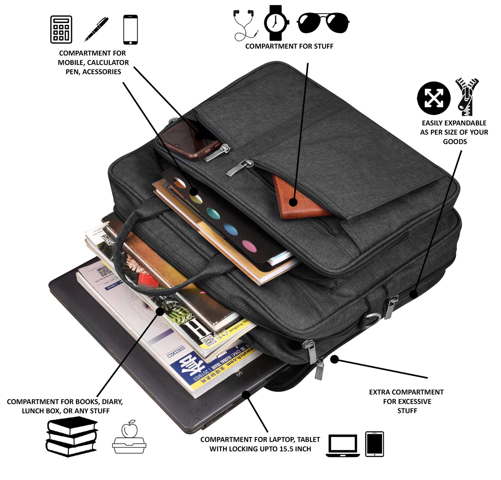 Grey Color Linen 28L Messenger Bag BG65