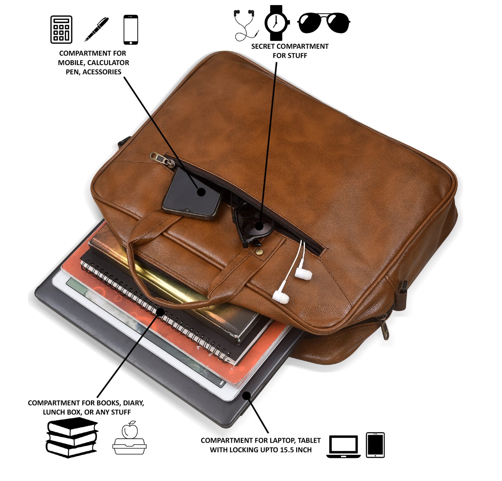 Tan Color Faux Leather 10L Messenger Bag BG10