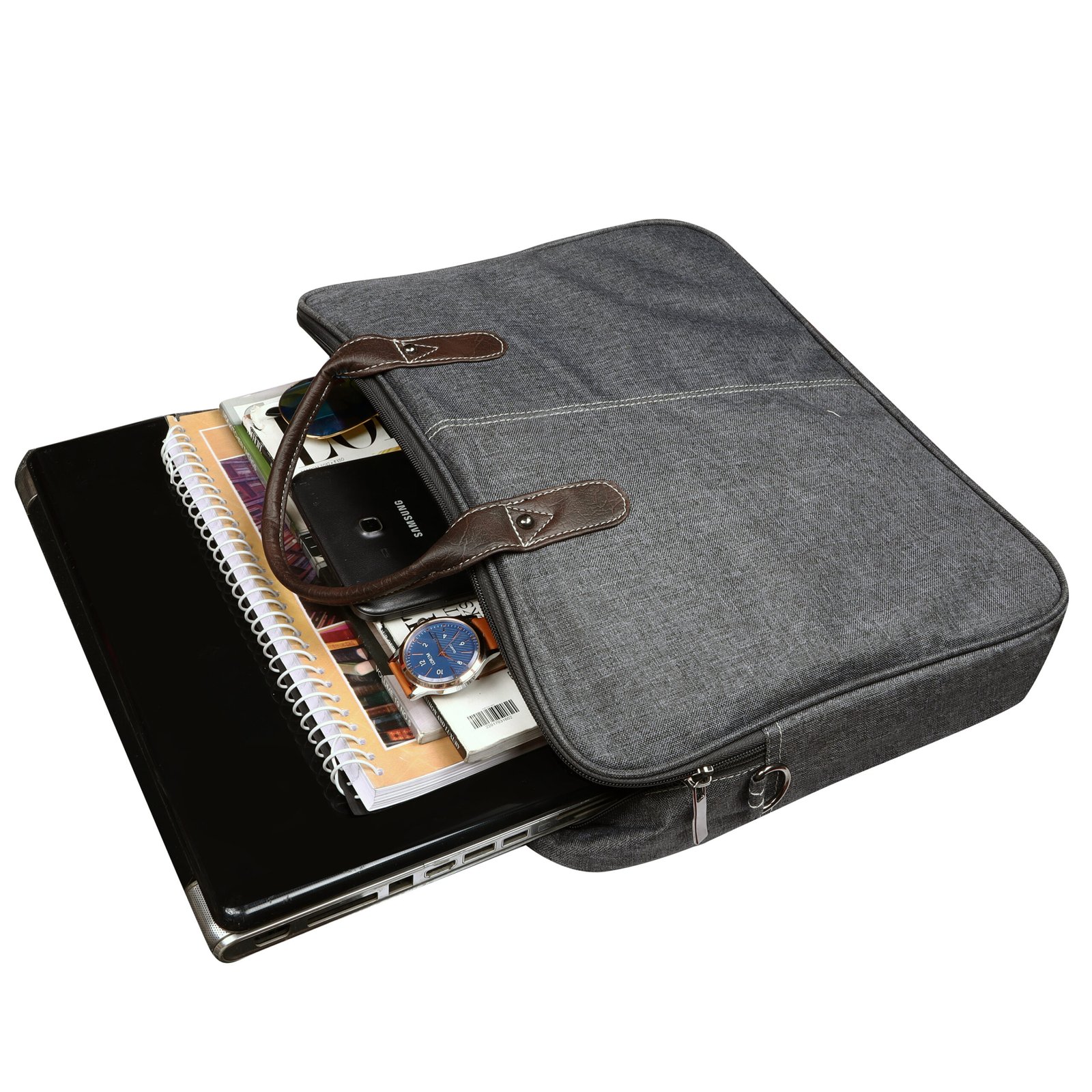 Grey Color Linen fabric 10L Messenger Bag BG73