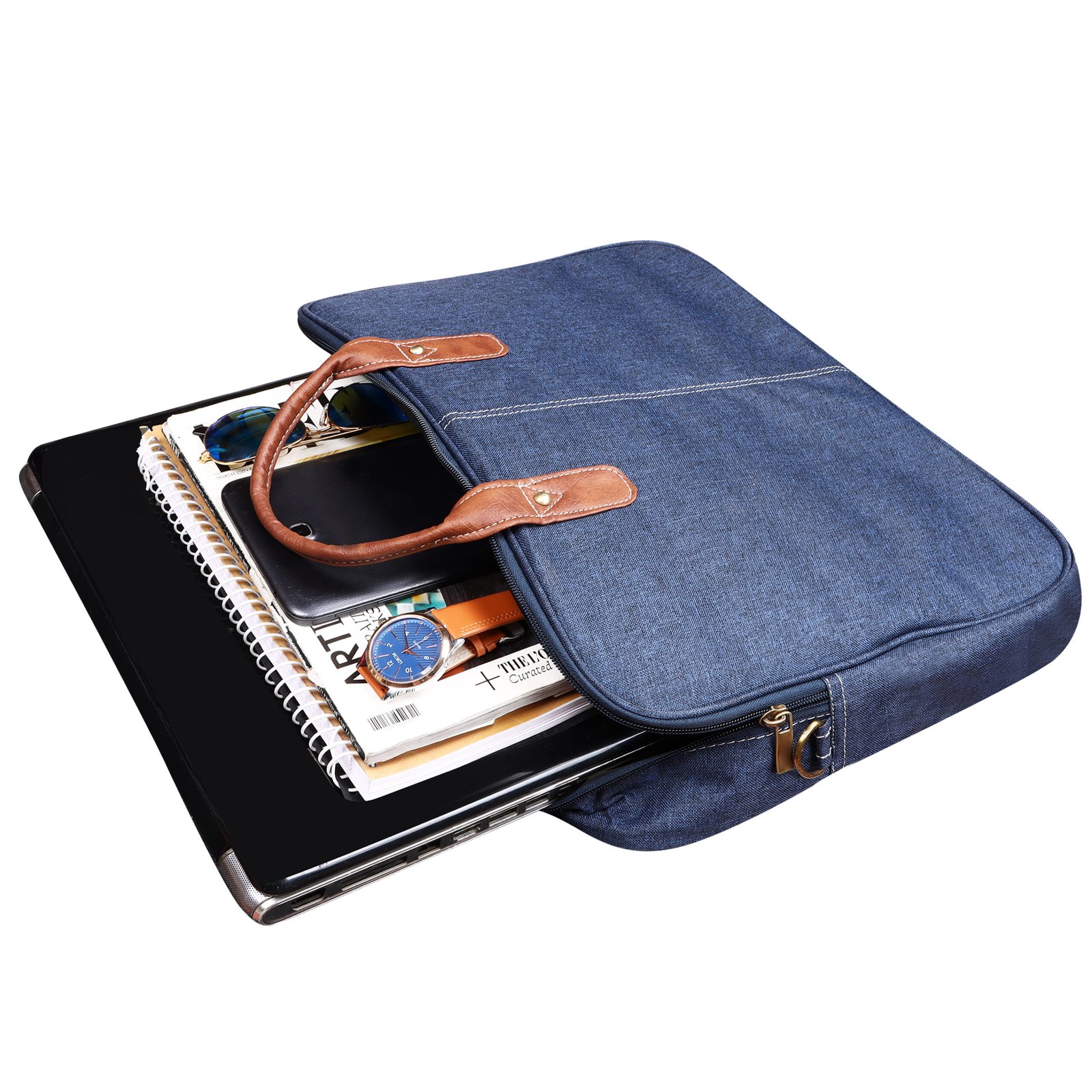 Blue Color Linen fabric 10L Messenger Bag BG74