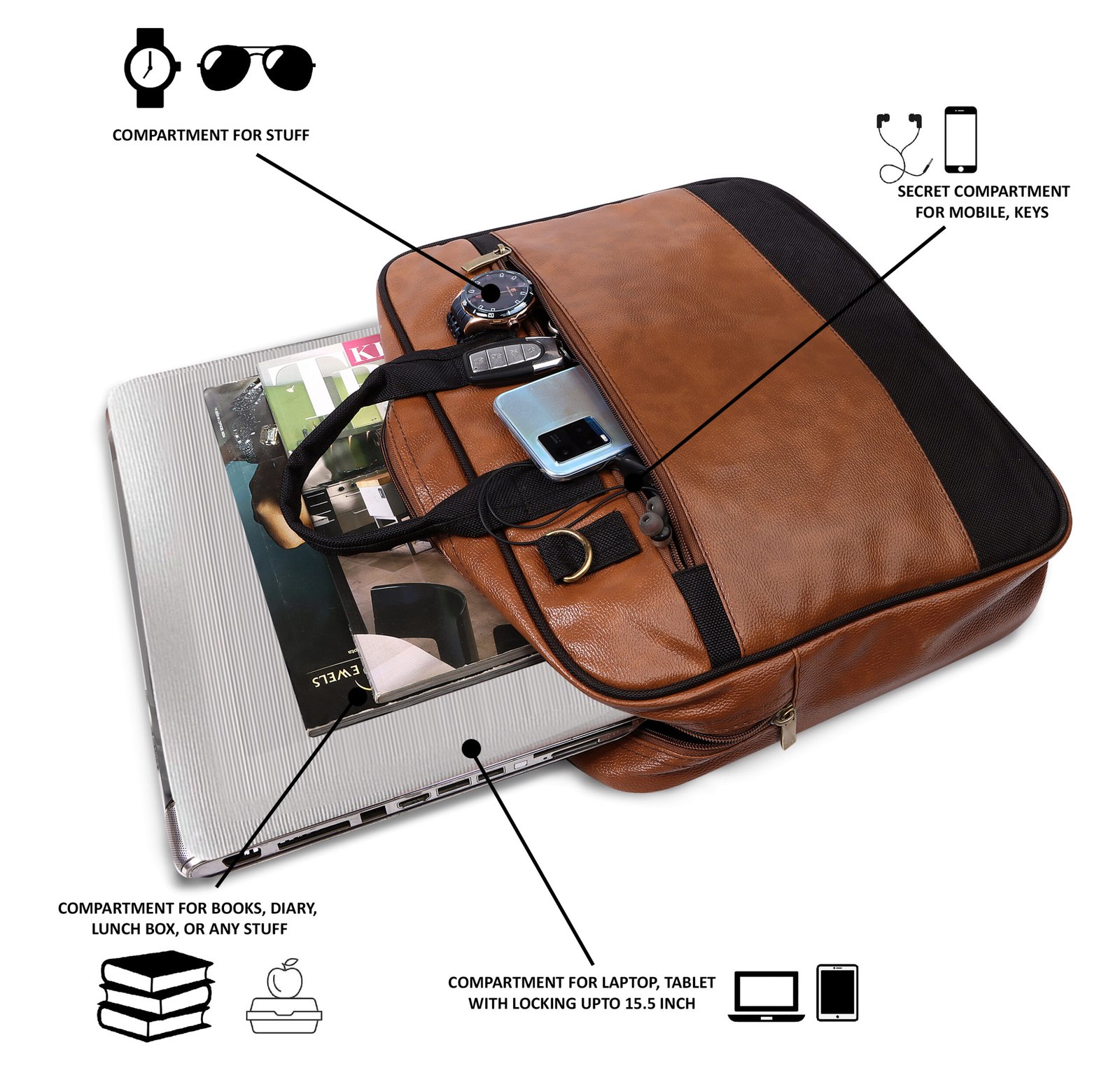 Tan Color faux leather 10L Messenger Bag BG82