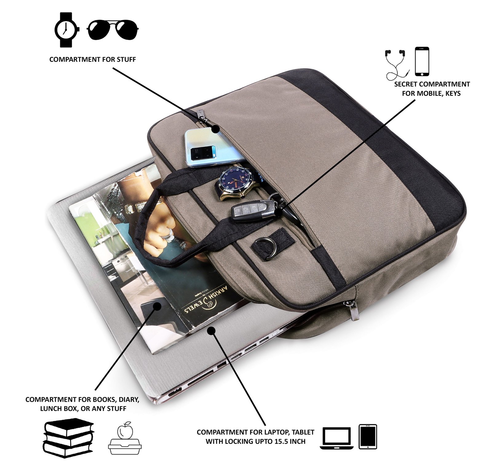 Grey Color PVC Coated Fabric 10L Messenger Bag BG84