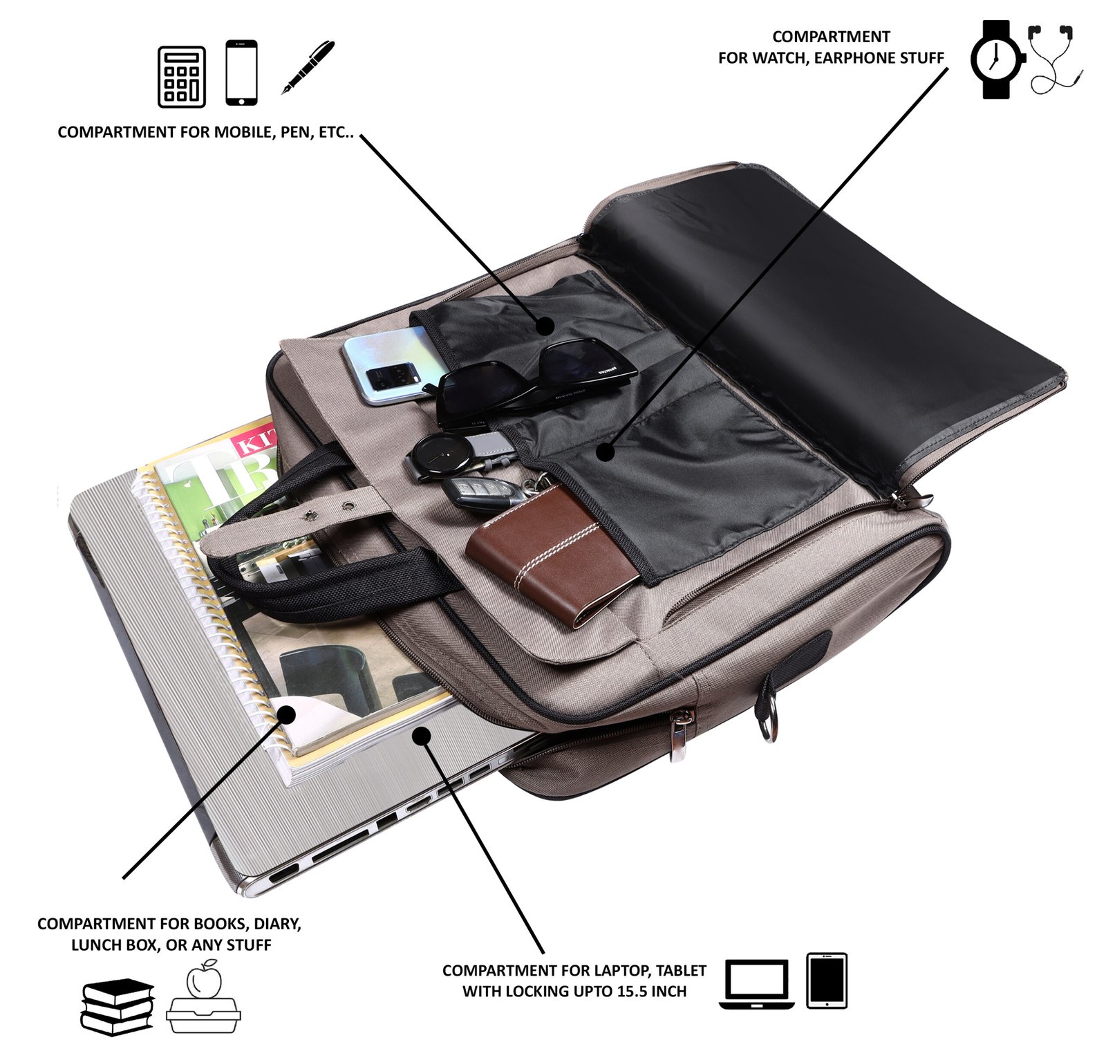 Grey Color Linen fabric 10L Messenger Bag BG92