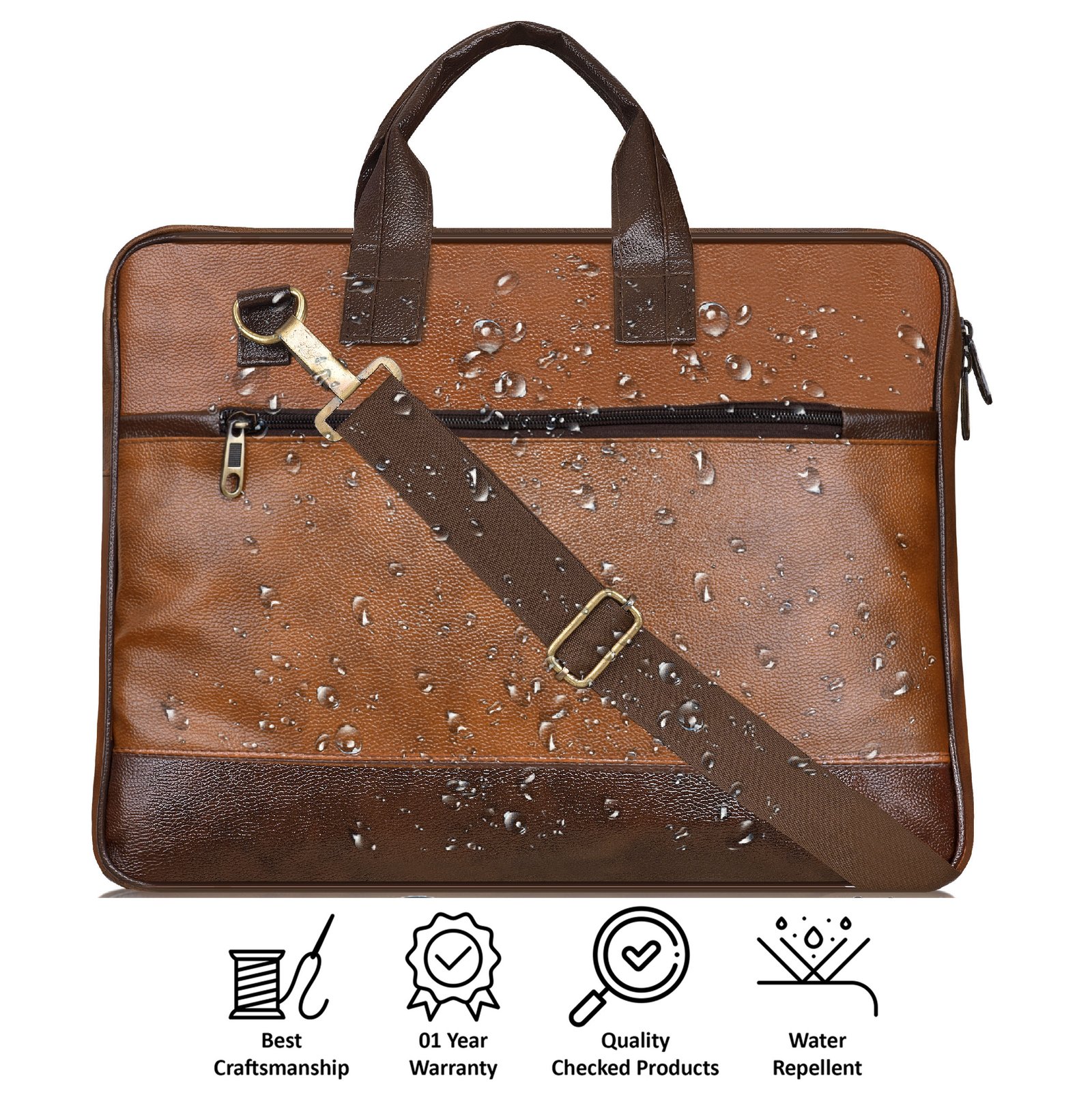 Tan & Maroon Color Faux Leather 10L Messenger Bag BG13