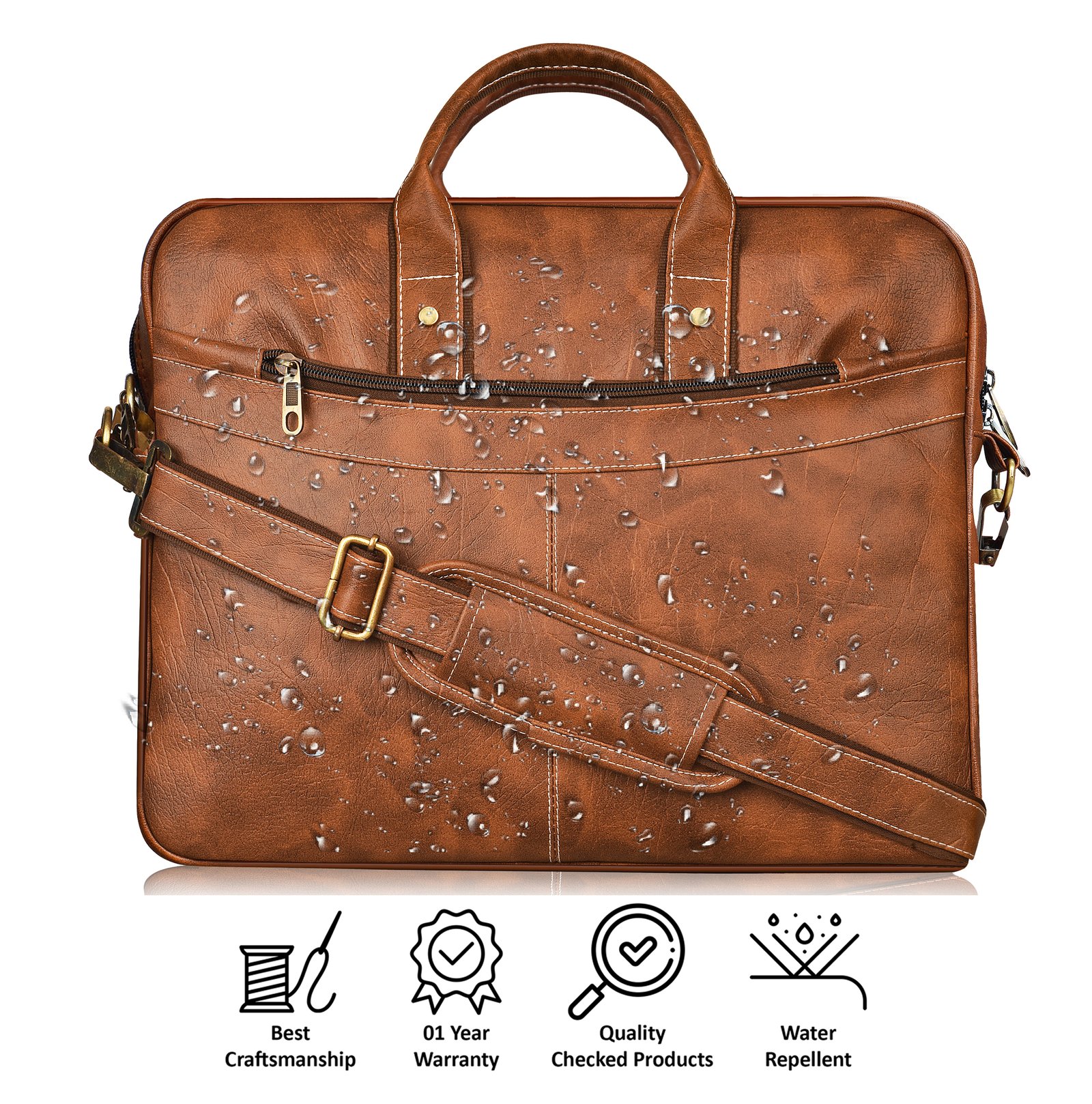 Tan Color Faux Leather 10L Messenger Bag BG14