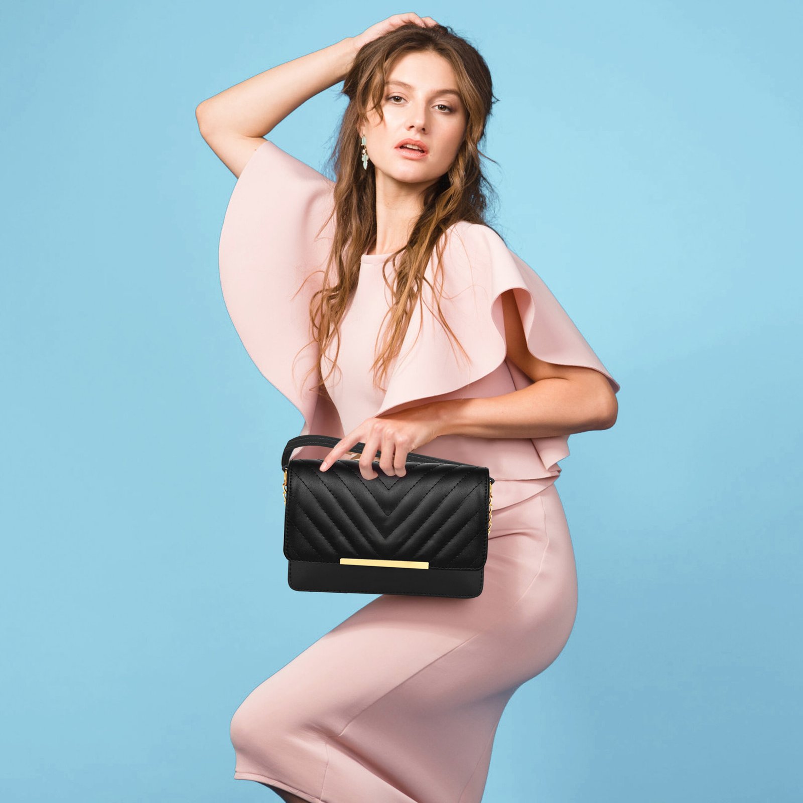 Black Designer Faux Leather Handbag HB37