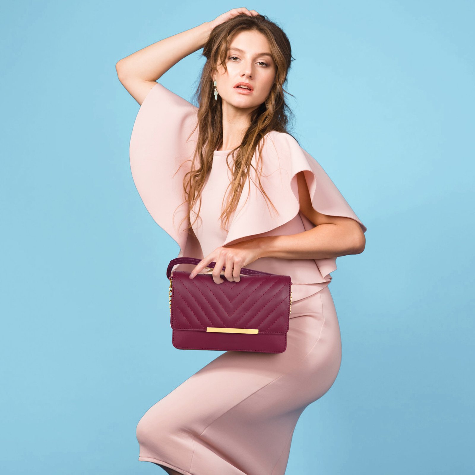 Maroon Designer Faux Leather Handbag HB38