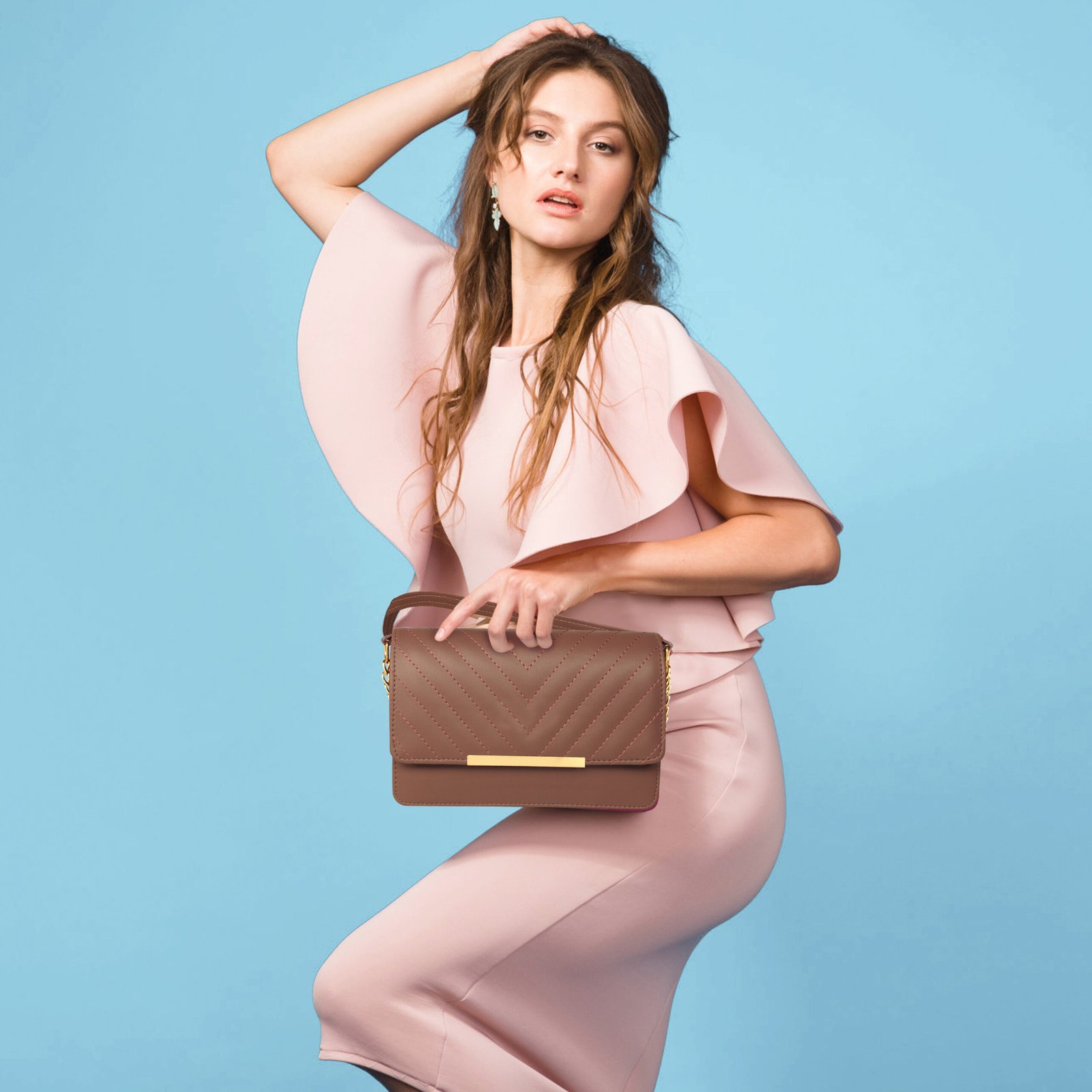 Brown Designer Faux Leather Handbag HB41