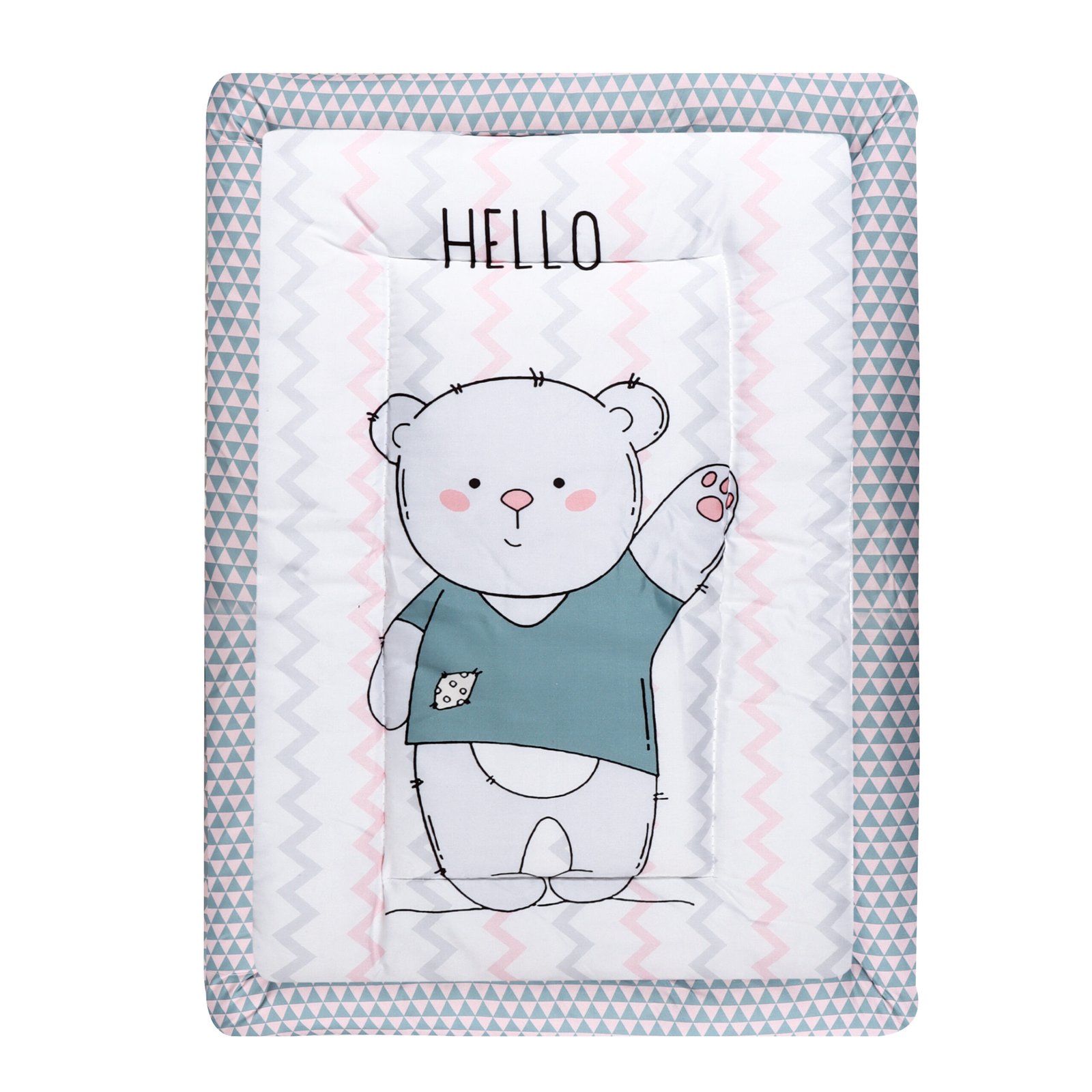 Grey 3 Pillows & Rectangle shape Teddy Bear Character Cotton Baby Bed BB106