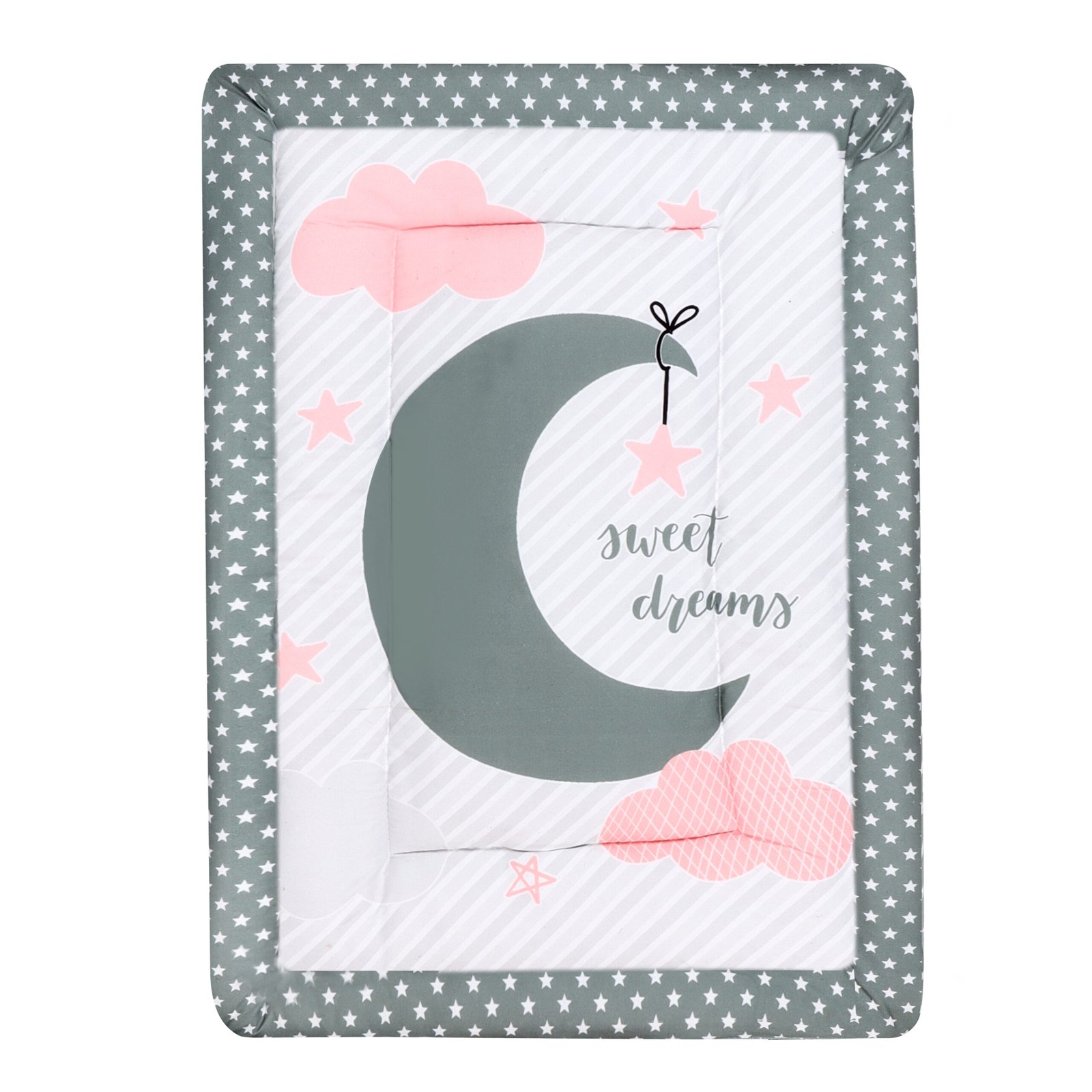 Grey 3 Pillows & Rectangle shape Moon Cotton Baby Bed BB107