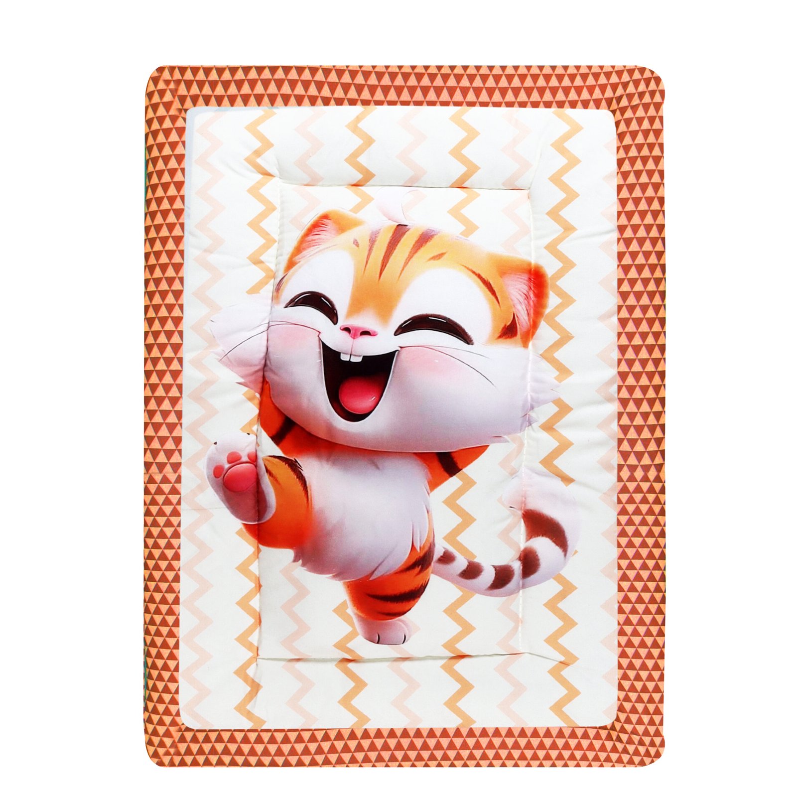 Grey 3 Pillows & Rectangle shape Cat Character Cotton Baby Bed BB111