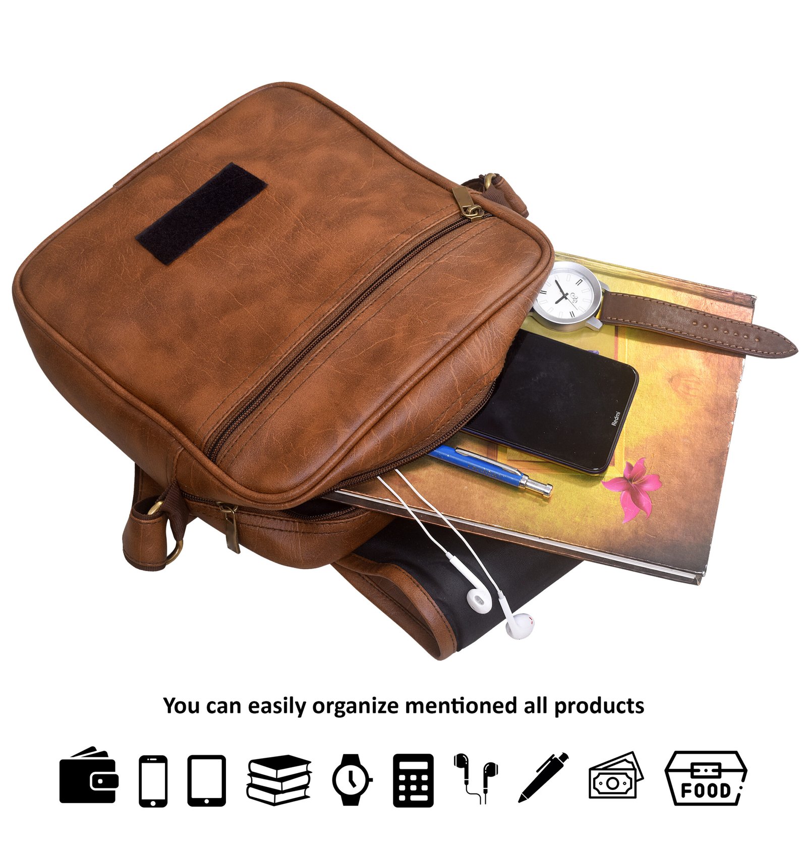 Tan Casual Faux Leather Cross Body Sling Bag SL01