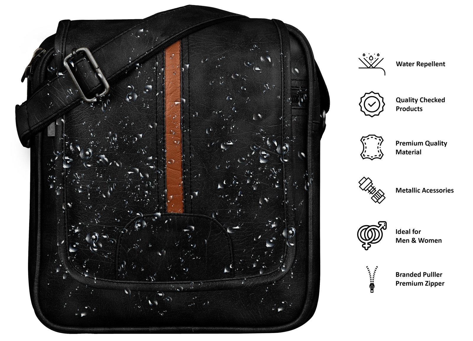 Black Casual Faux Leather Cross Body Sling Bag SL03