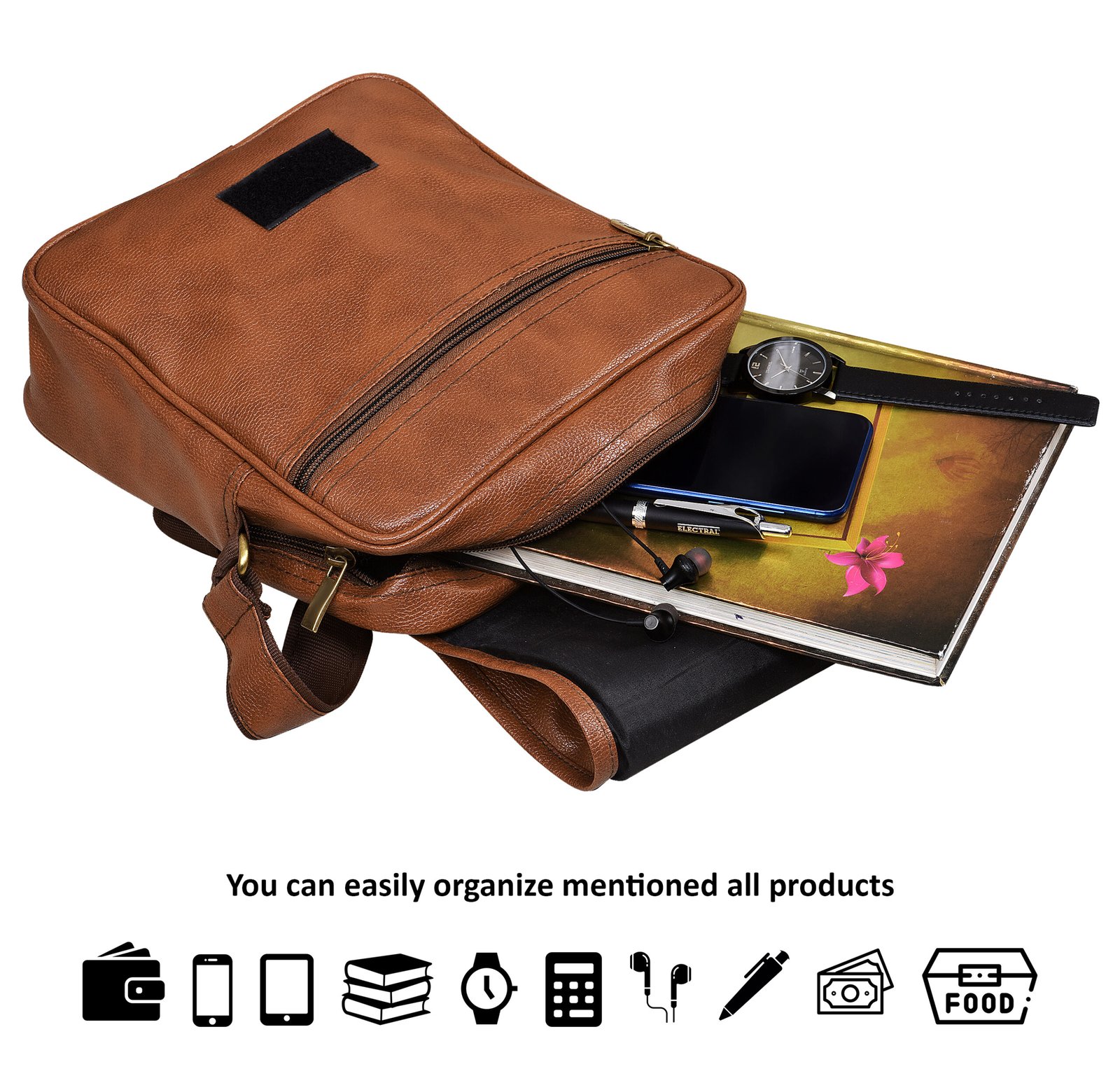 Tan Stylish Faux Leather Cross Body Sling Bag SL04