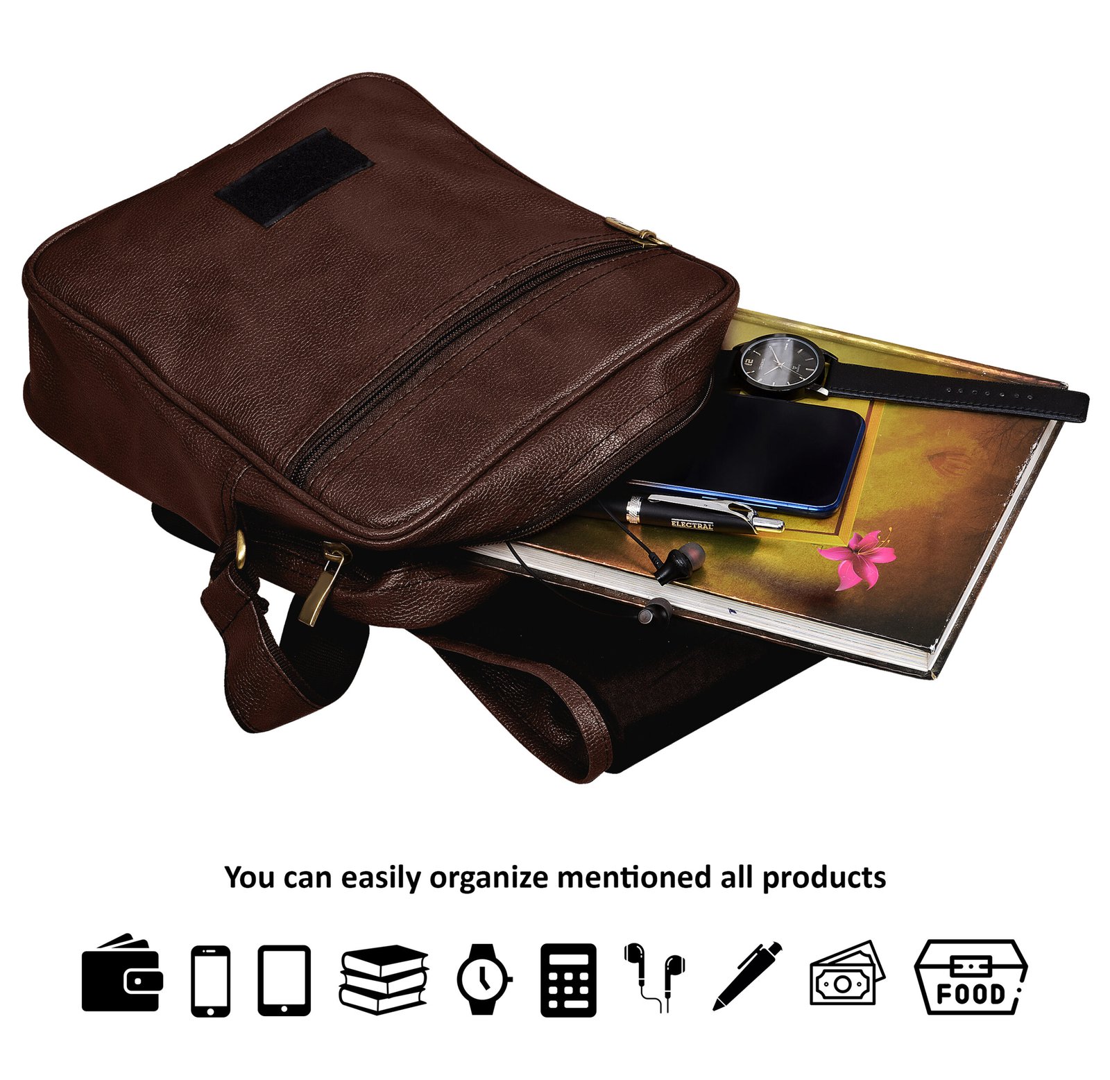 Brown Casual Faux Leather Cross Body Sling Bag SL05