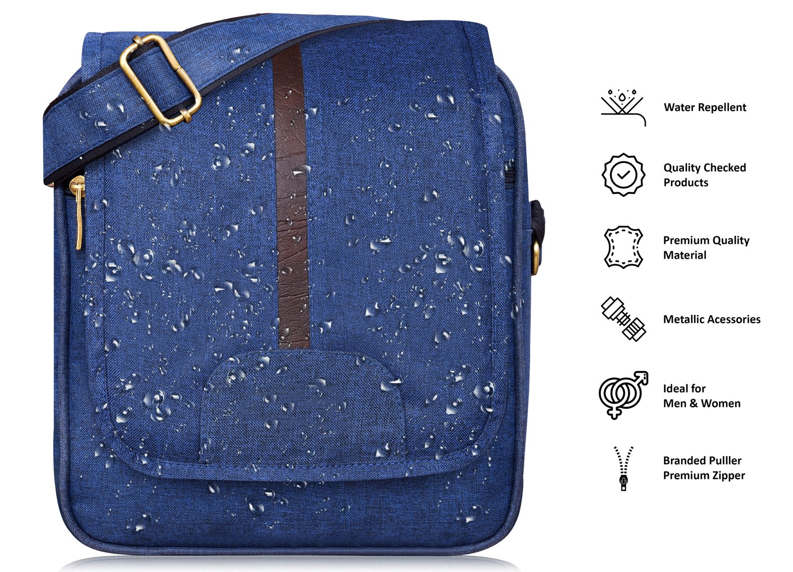 Blue Stylish Linen Textured Cross Body Sling Bag SL06