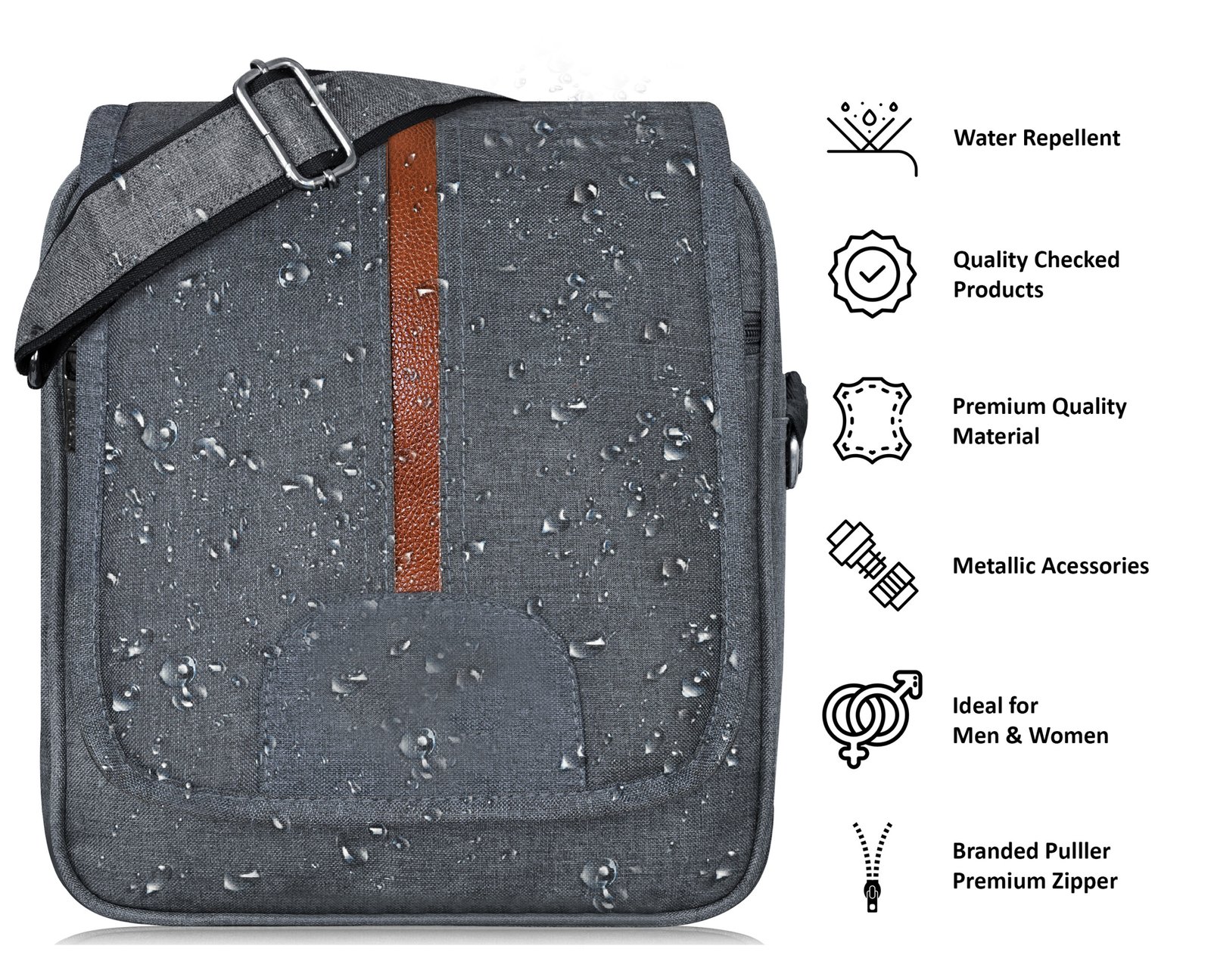 Grey Casual Linen Textured Cross Body Sling Bag SL07