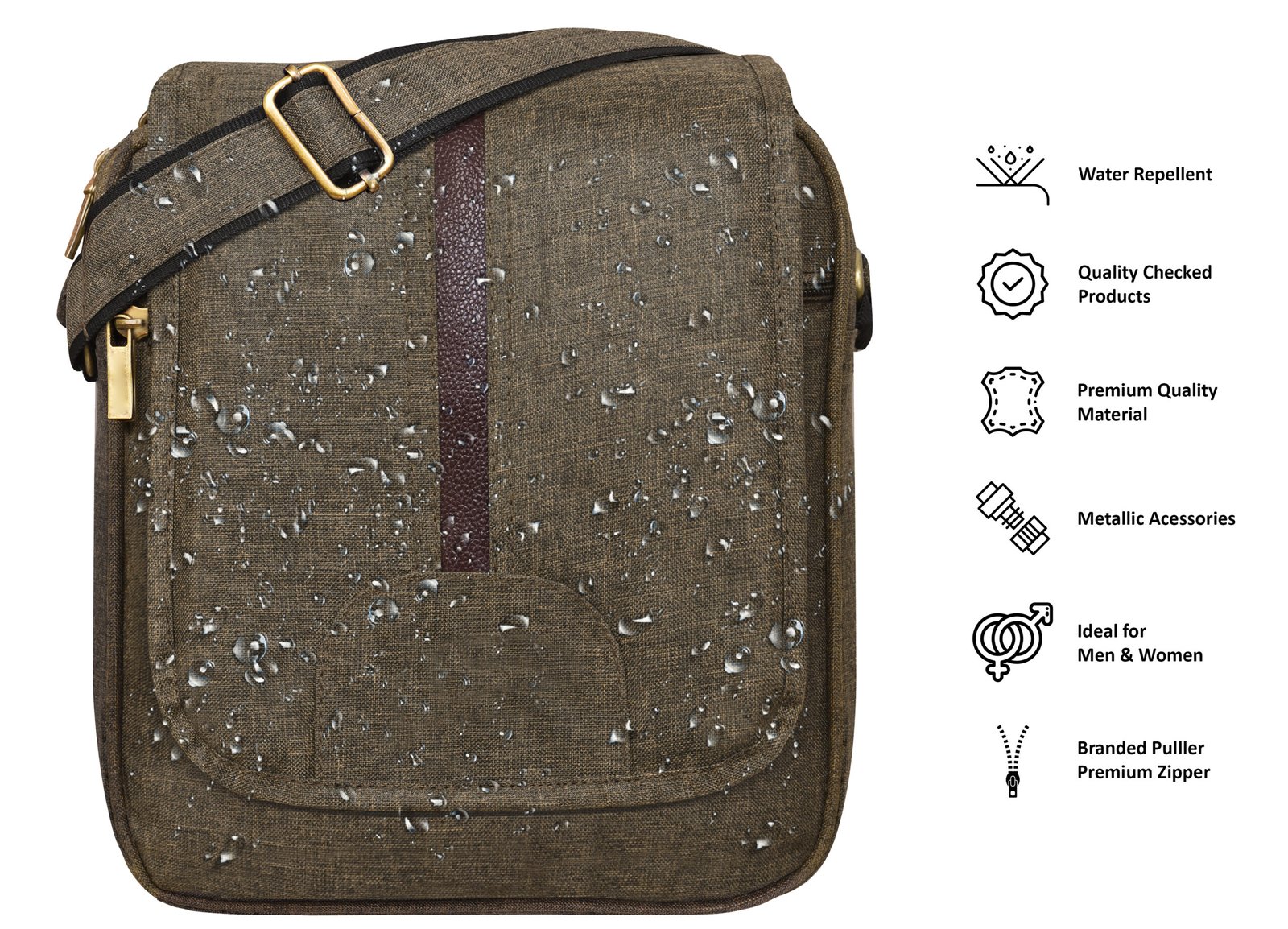 Khaki Stylish Linen Textured Cross Body Sling Bag SL08