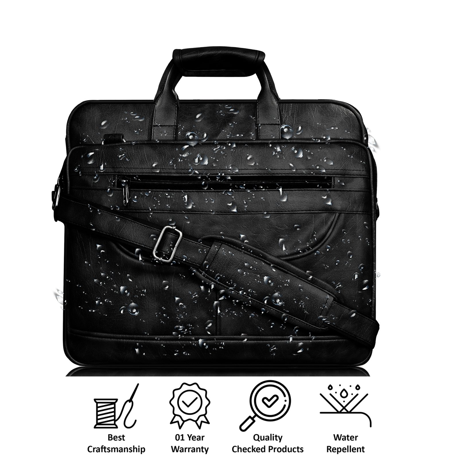 Black Color Faux Leather 28L Messenger Bag BG22