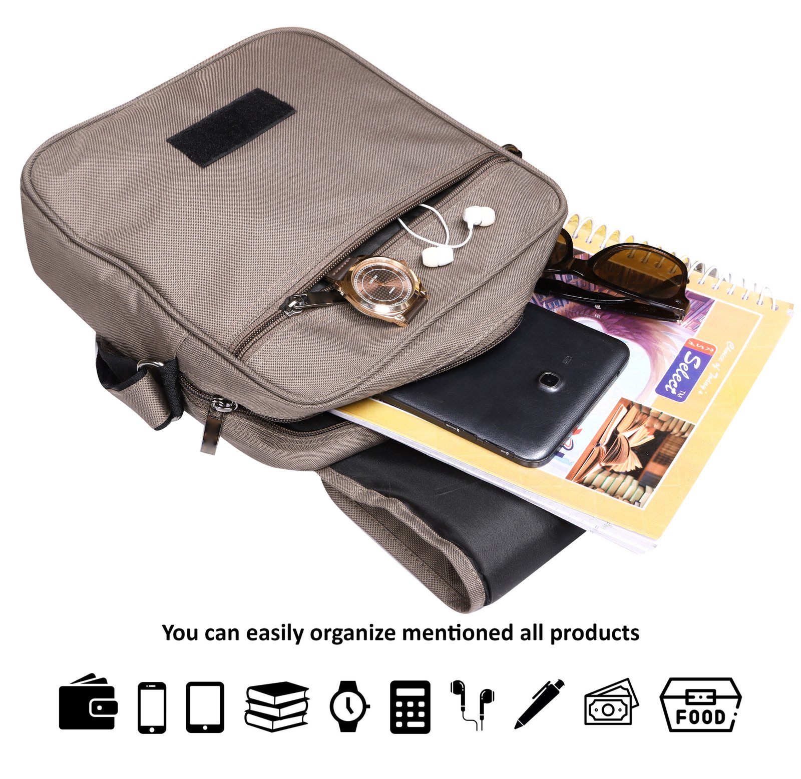 Mink Grey Casual PVC Coated Matty Fabric Cross Body Sling Bag SL10