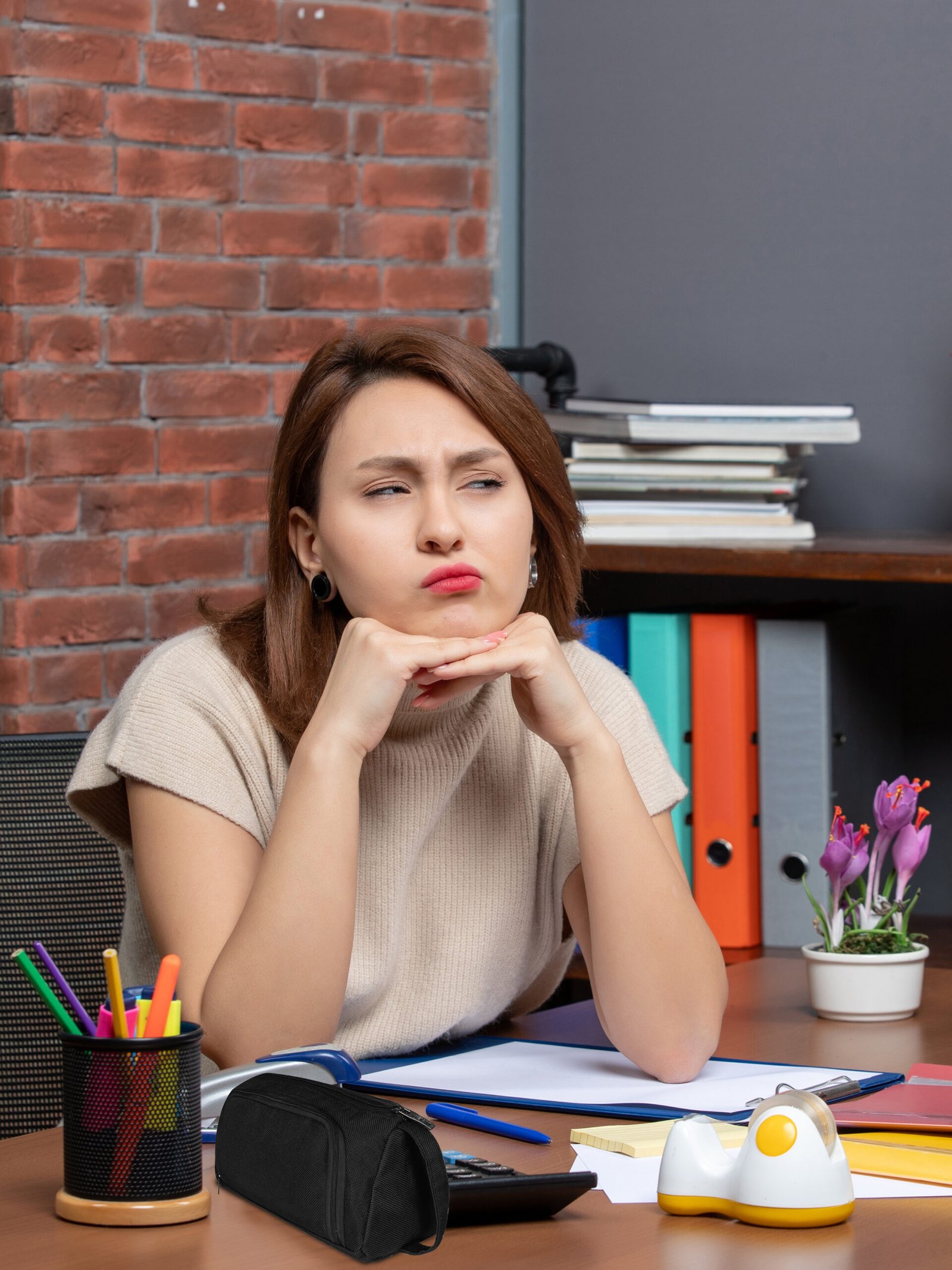 Black PVC Coated Matty Fabric Material Large Stationary Organizer OG11