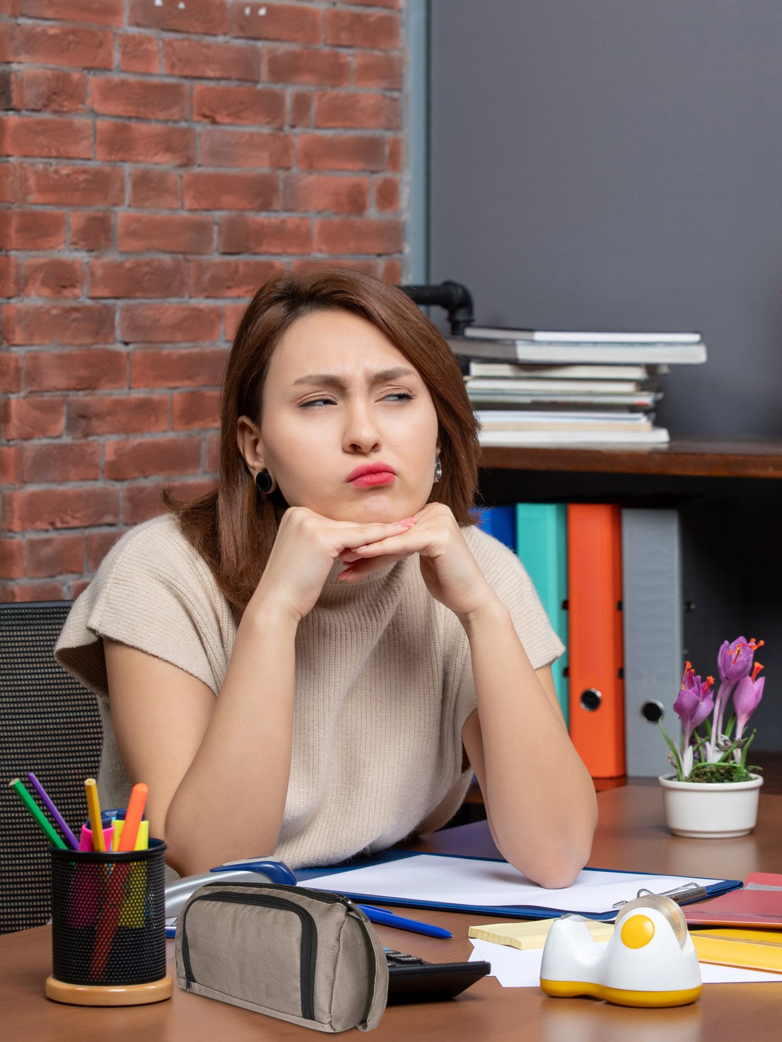 Grey & Black PVC Coated Matty Fabric Material Large Stationary Organizer OG12