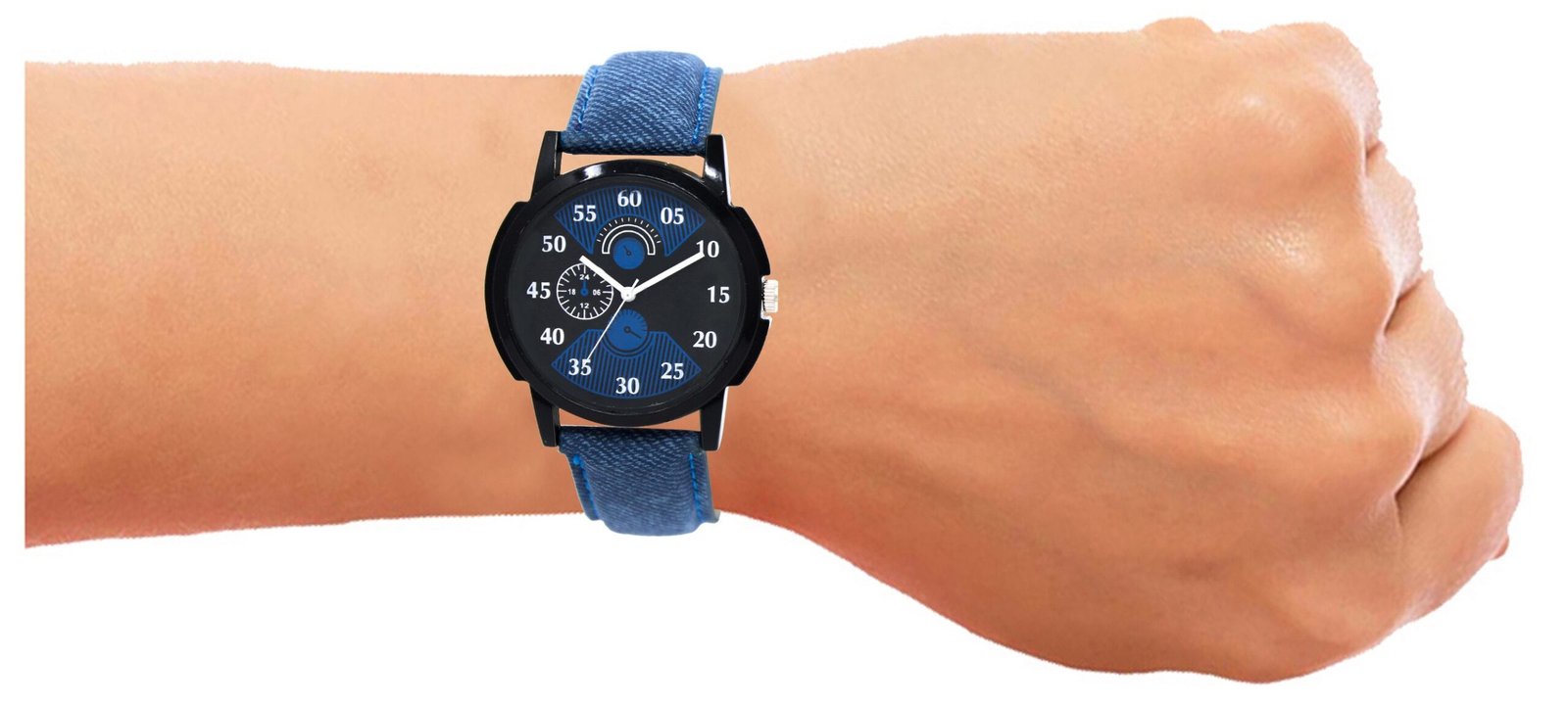 Multicolor Denim Look Analog Watch For Men LR02