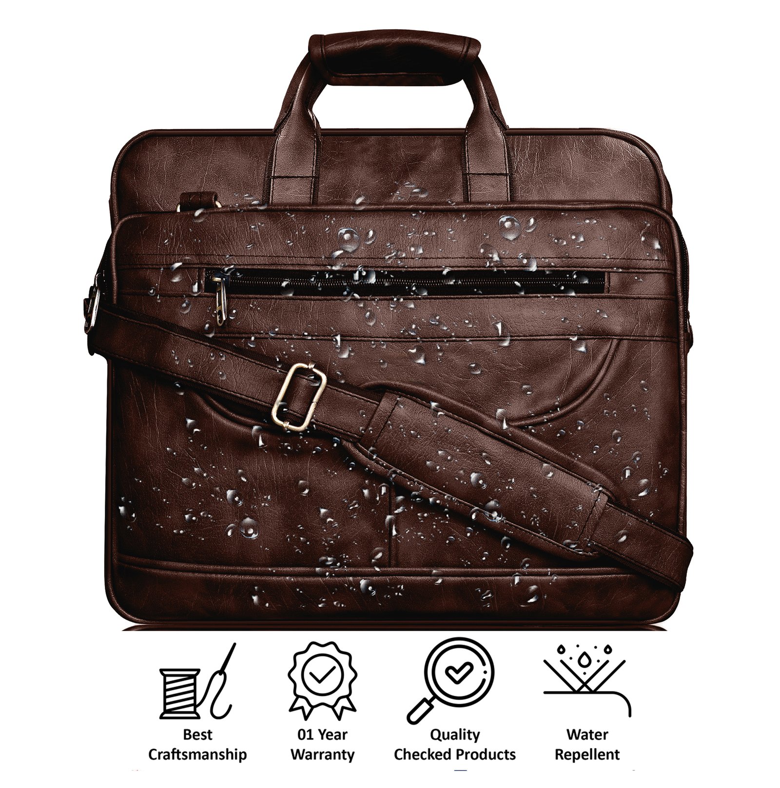 Brown Color Faux Leather 28L Messenger Bag BG23