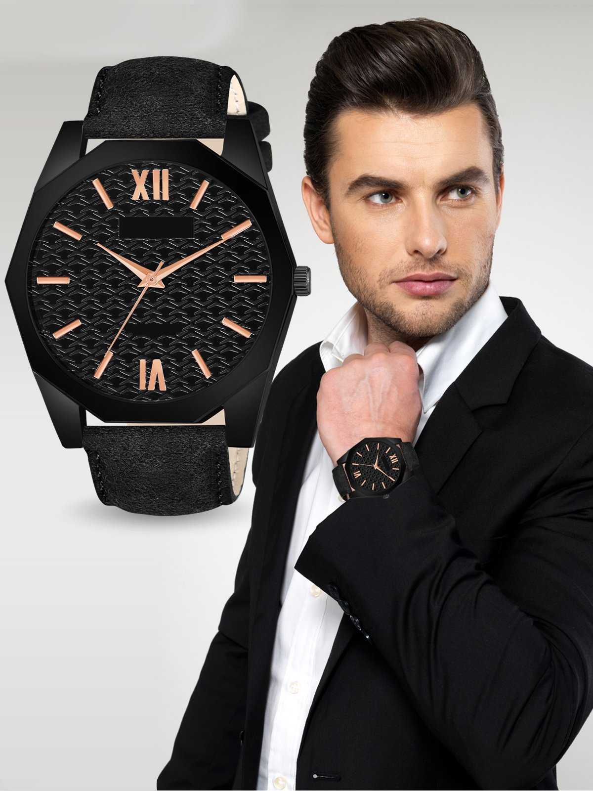 Black Fancy Casual Watch For Men LR81