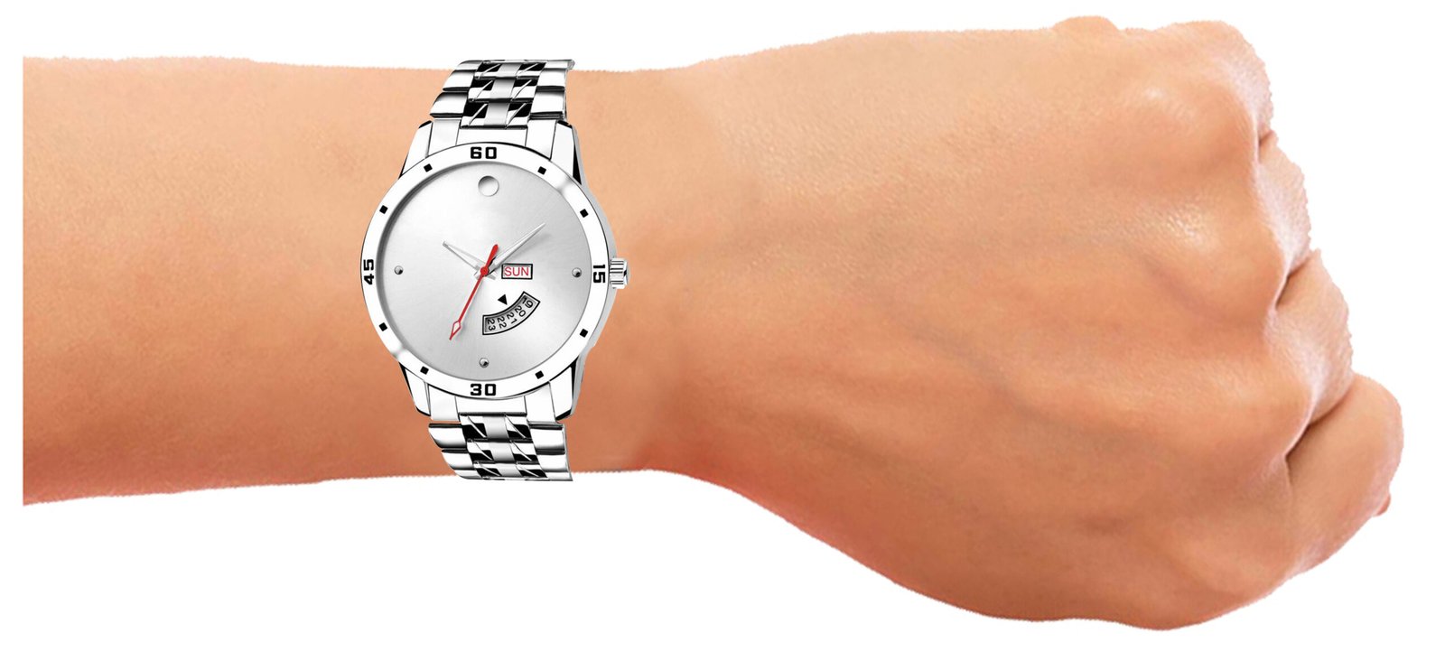 Silver Day Date Analog Watch For Men LR103