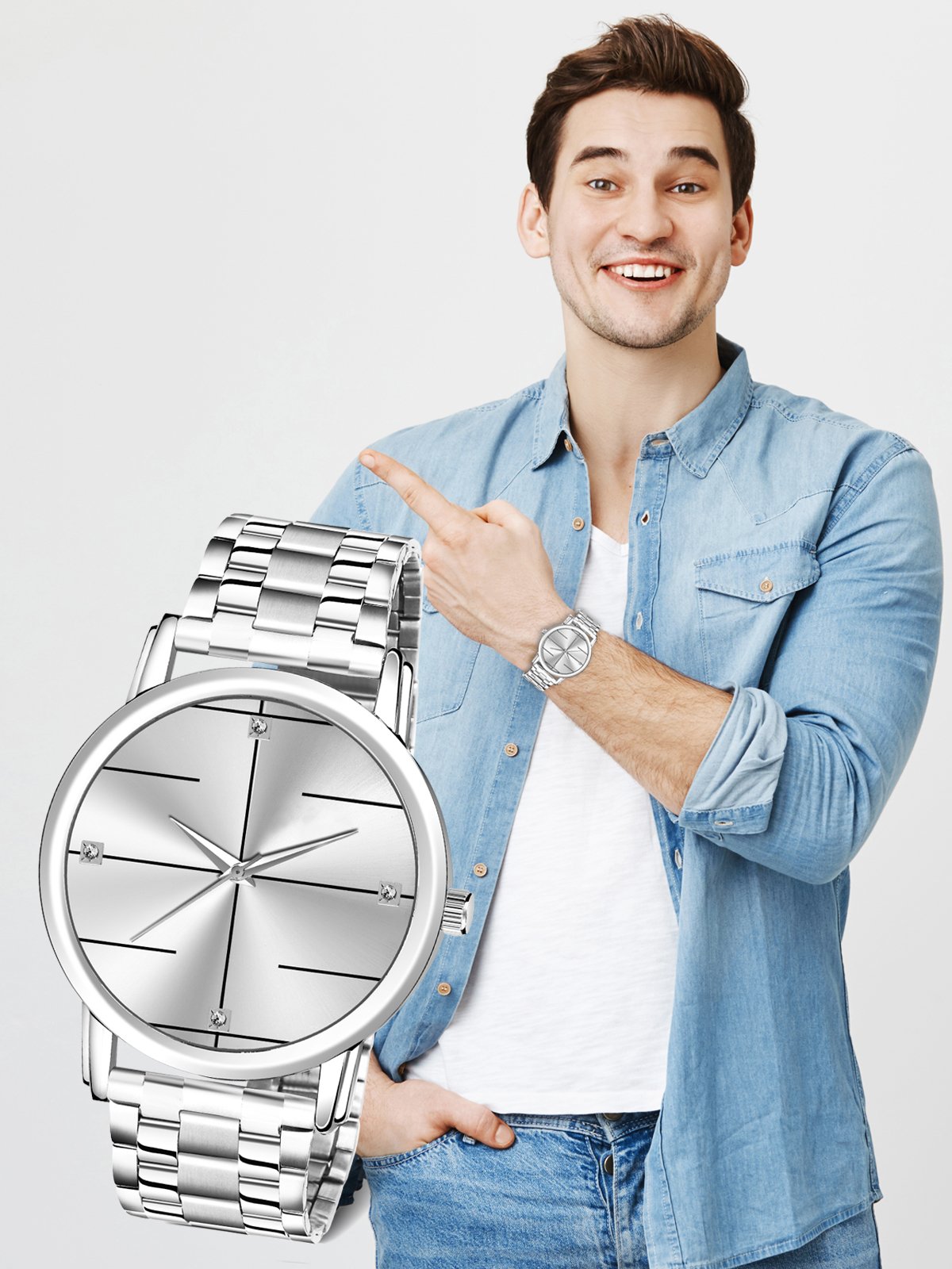 Silver Standard Analog Watch For Men LR119