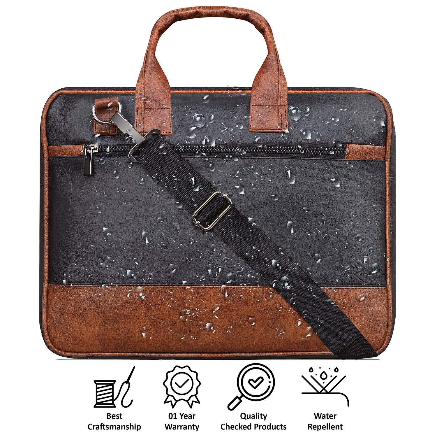 Black & Tan Color Faux Leather 10L Messenger Bag BG32