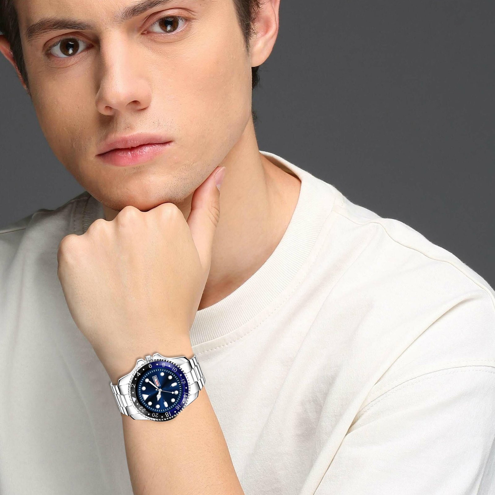 Blue Day-Date Function Casual Watch For Men LR130