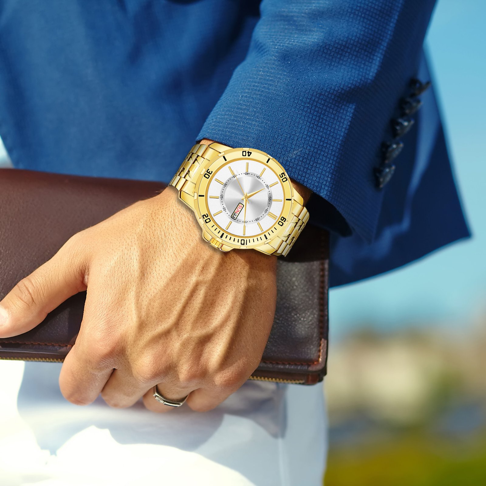 Silver Day-Date Function Casual Watch For Men LR133