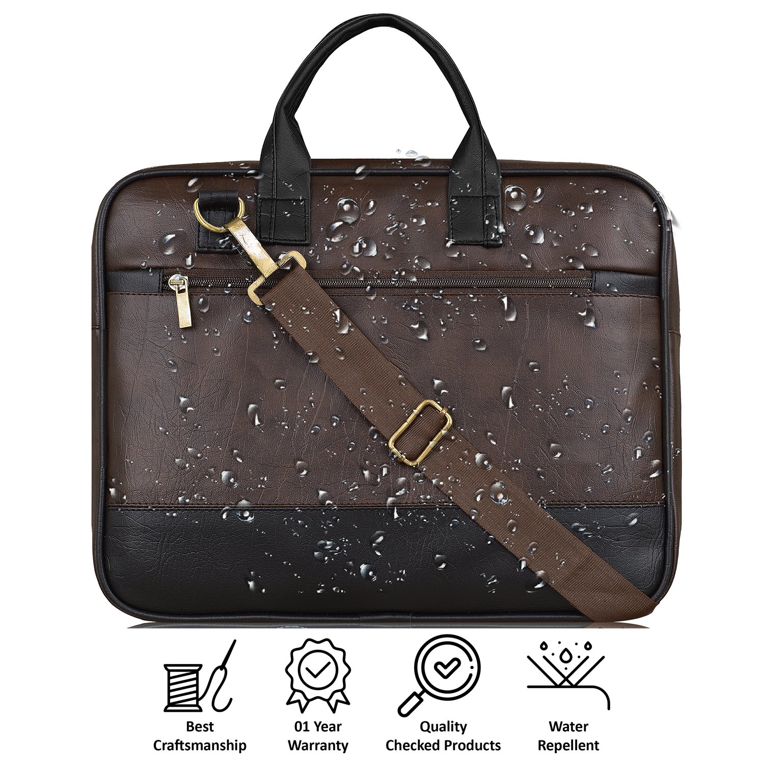 Brown & Black Color Faux Leather 10L Messenger Bag BG33