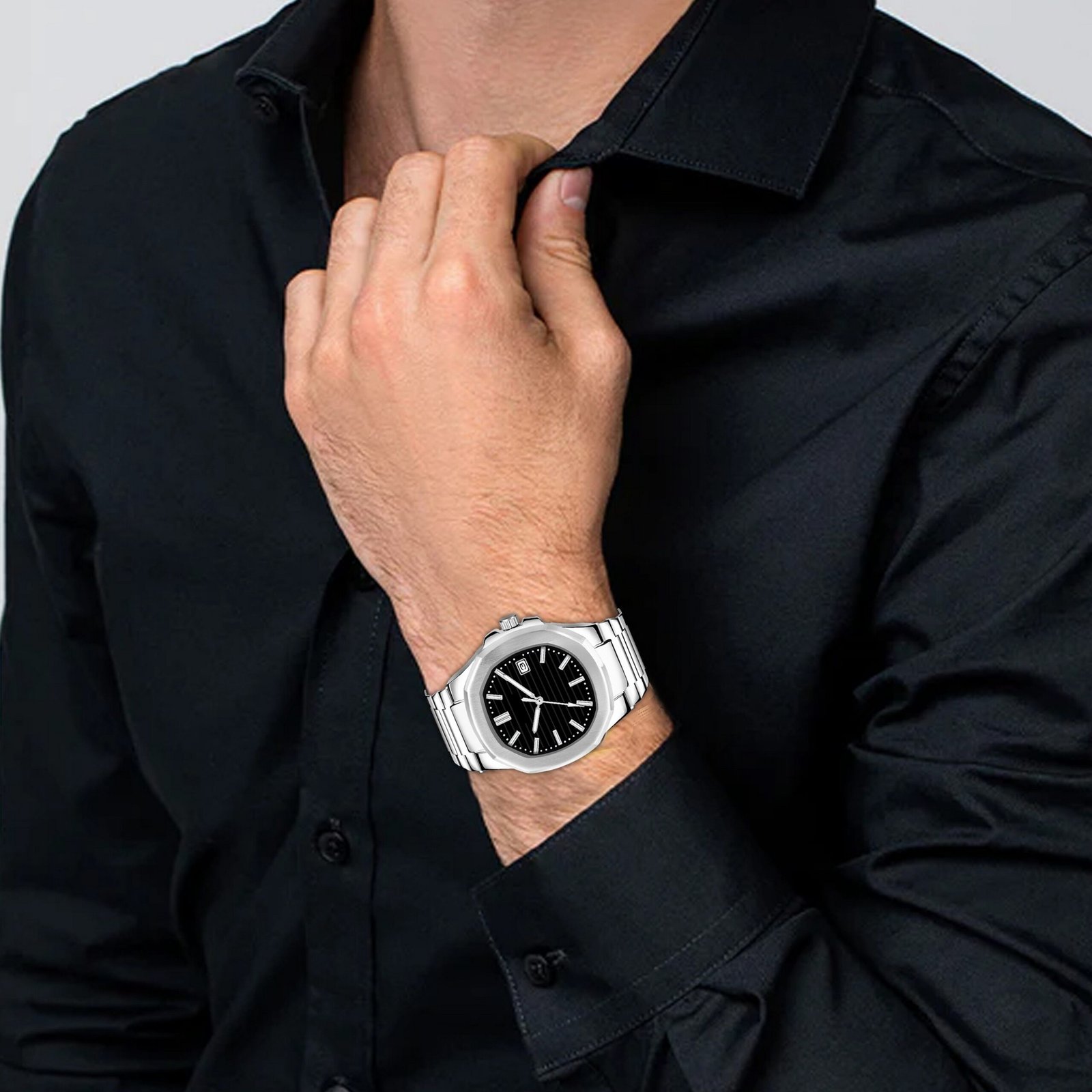 Black Dial Date Function Analog Watch For Men LR144